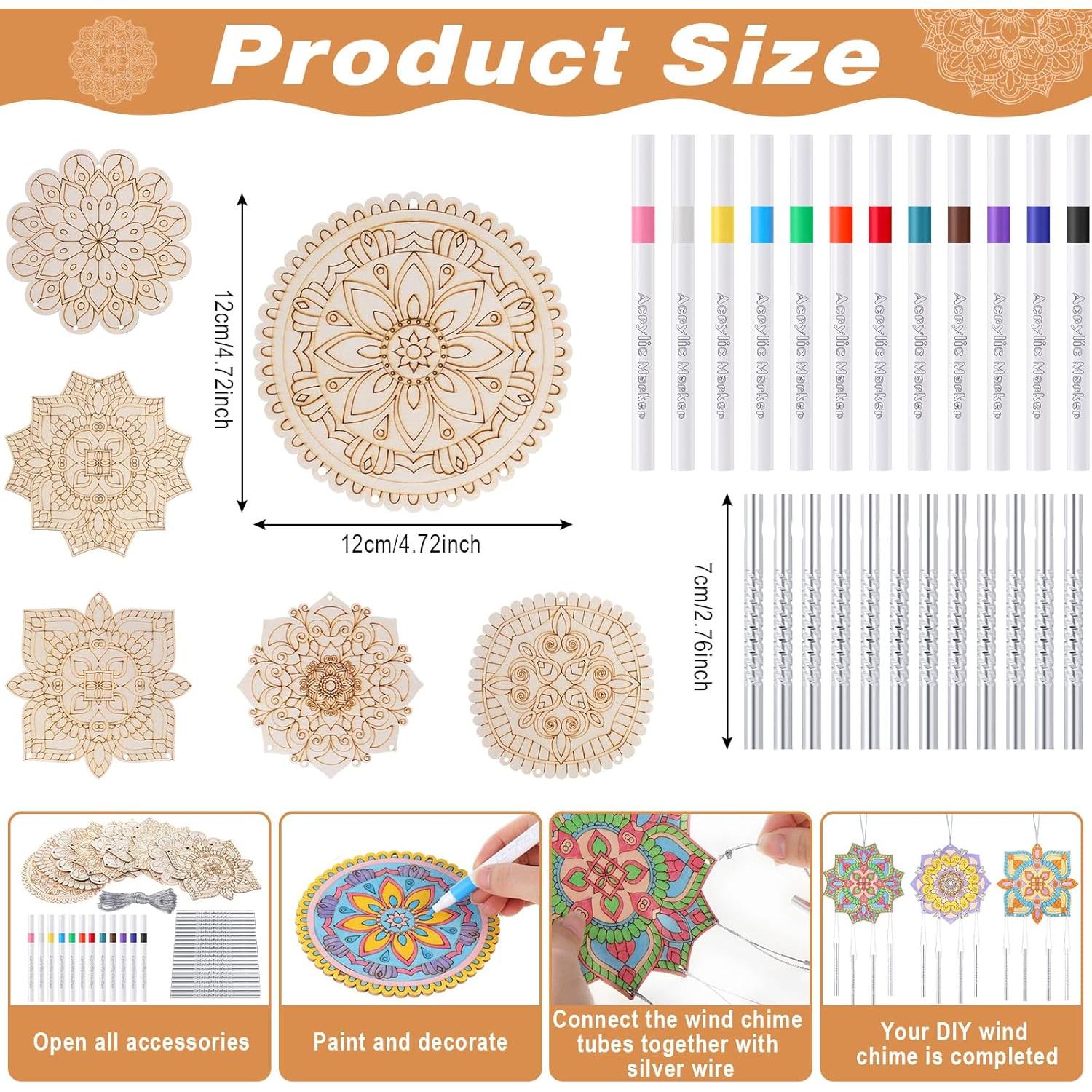 Kit de Campanas de Viento DIY Potchen 18 Piezas Mandala