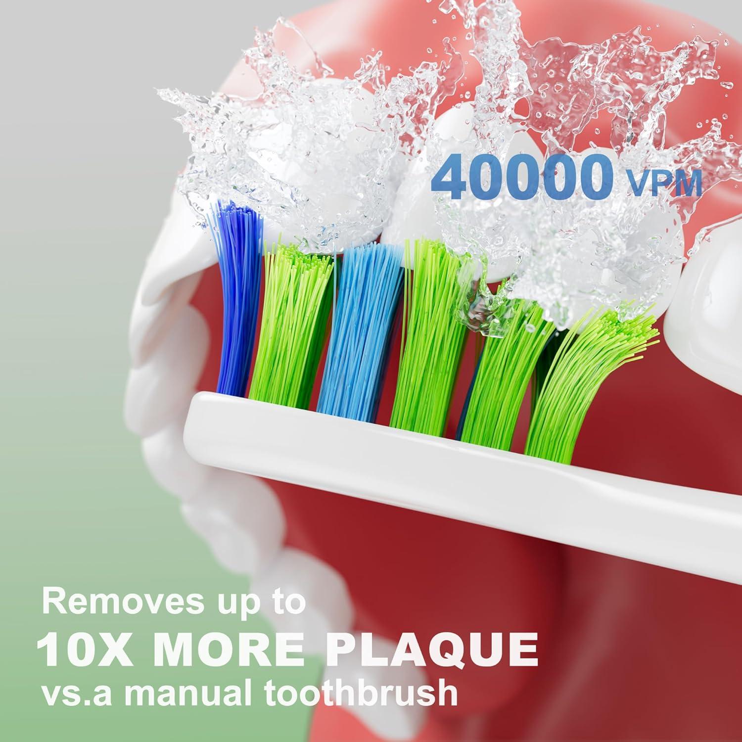 Cepillo de Dientes Eléctrico 7AM2M Verde, 40000 VPM, 5 Modos