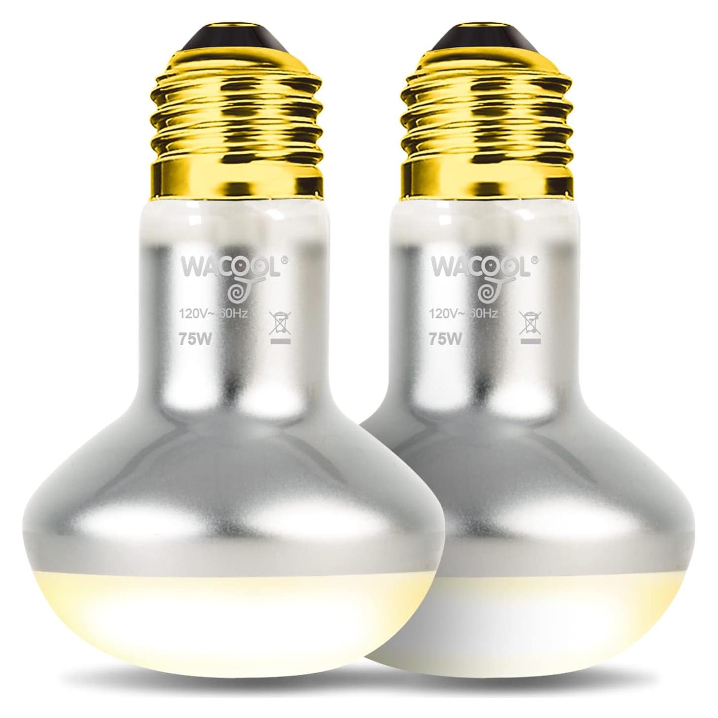 Bombillas de Calor para Reptiles WACOOL 75W 2 Paquete UVA