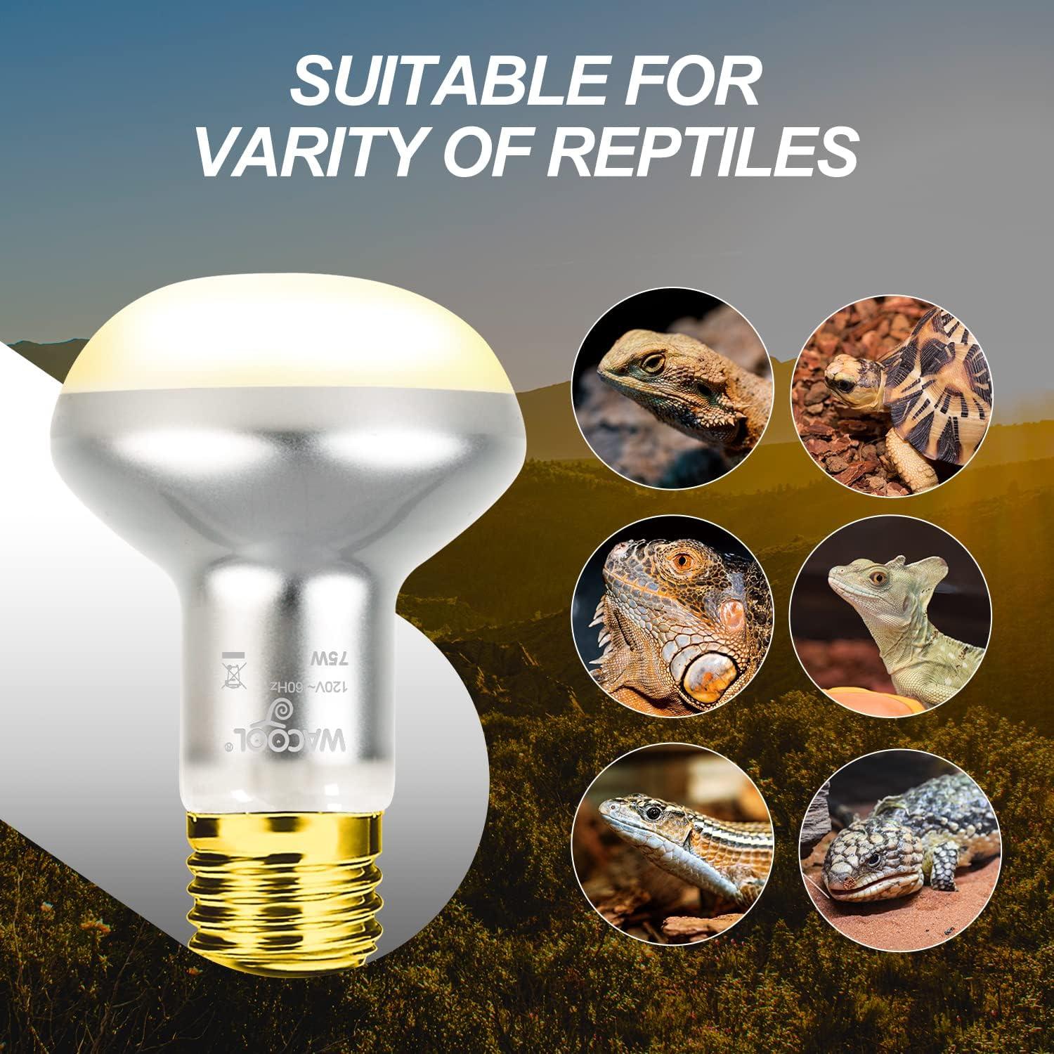 Bombillas de Calor para Reptiles WACOOL 75W 2 Paquete UVA