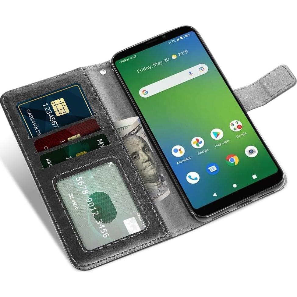 Funda de Cartera Asuwish para Cricket Vision Plus Negro