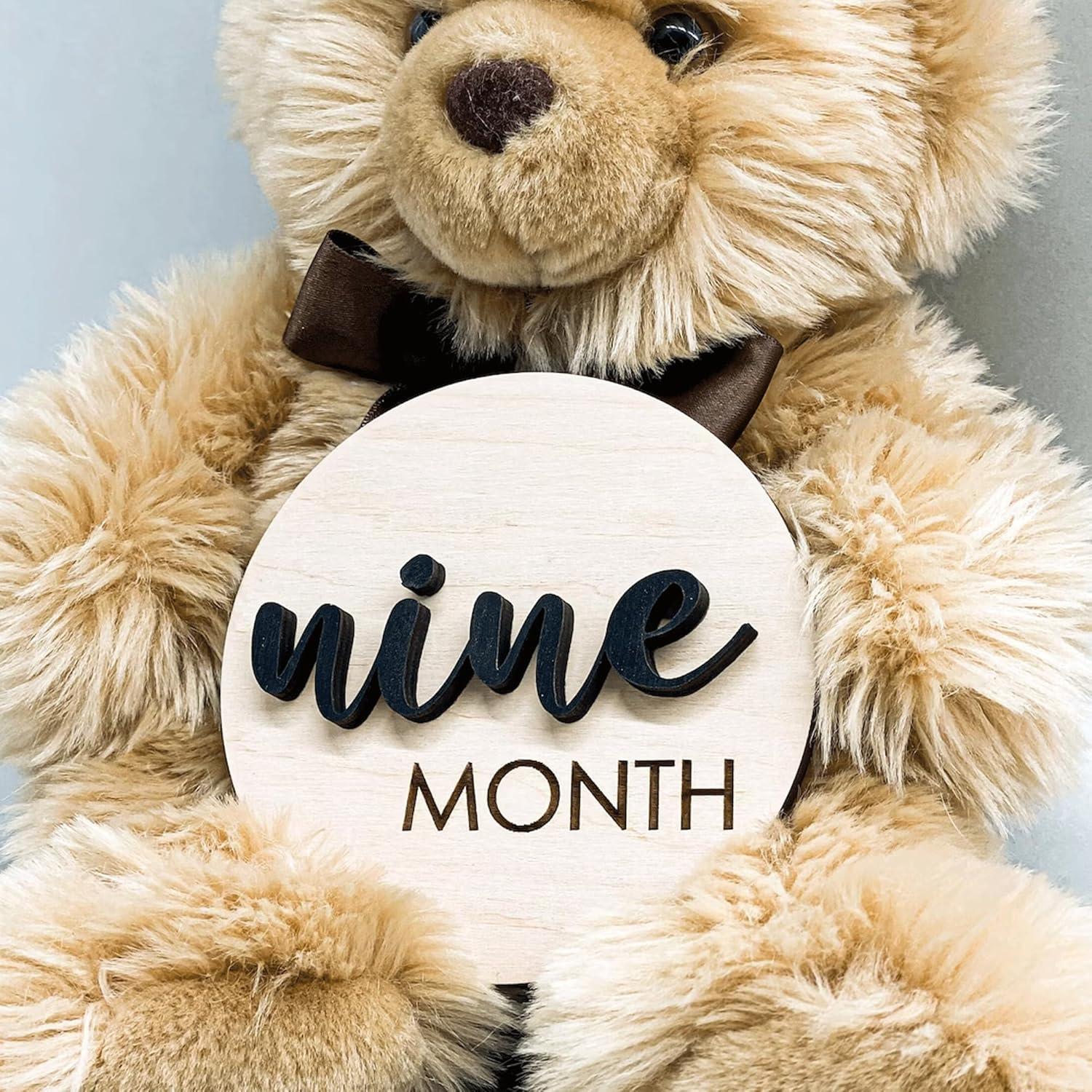 Discos de Hito Mensual de Madera OENIZI - 12 Meses Bebé