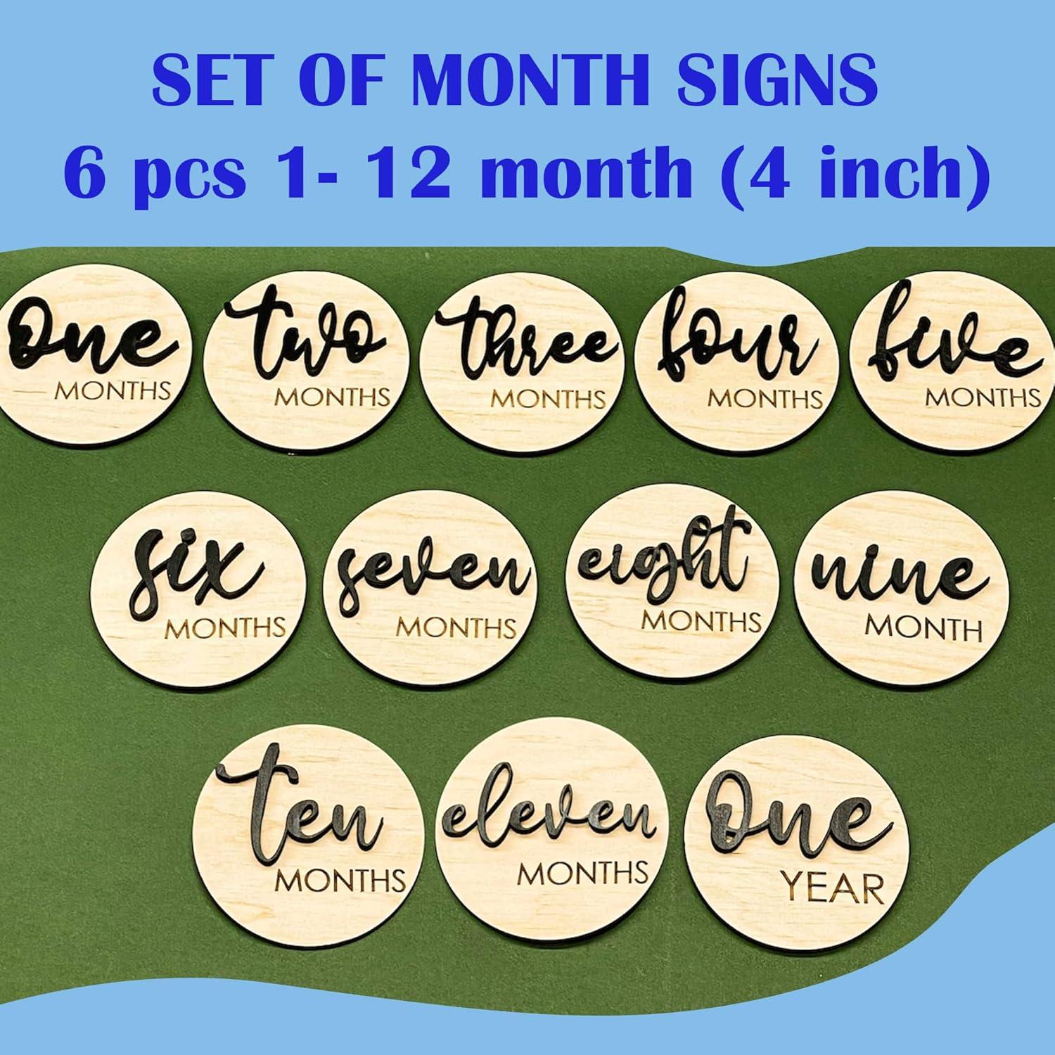 Discos de Hito Mensual de Madera OENIZI - 12 Meses Bebé