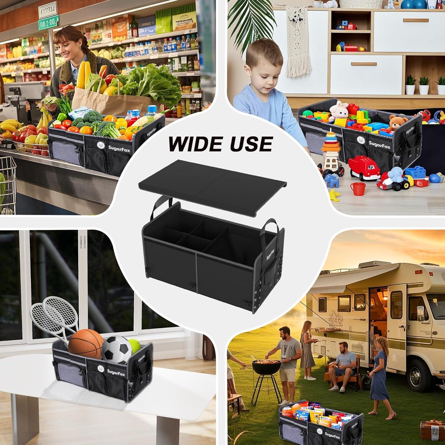 Organizador de Maletero SugarFox 63L Impermeable Plegable Negro