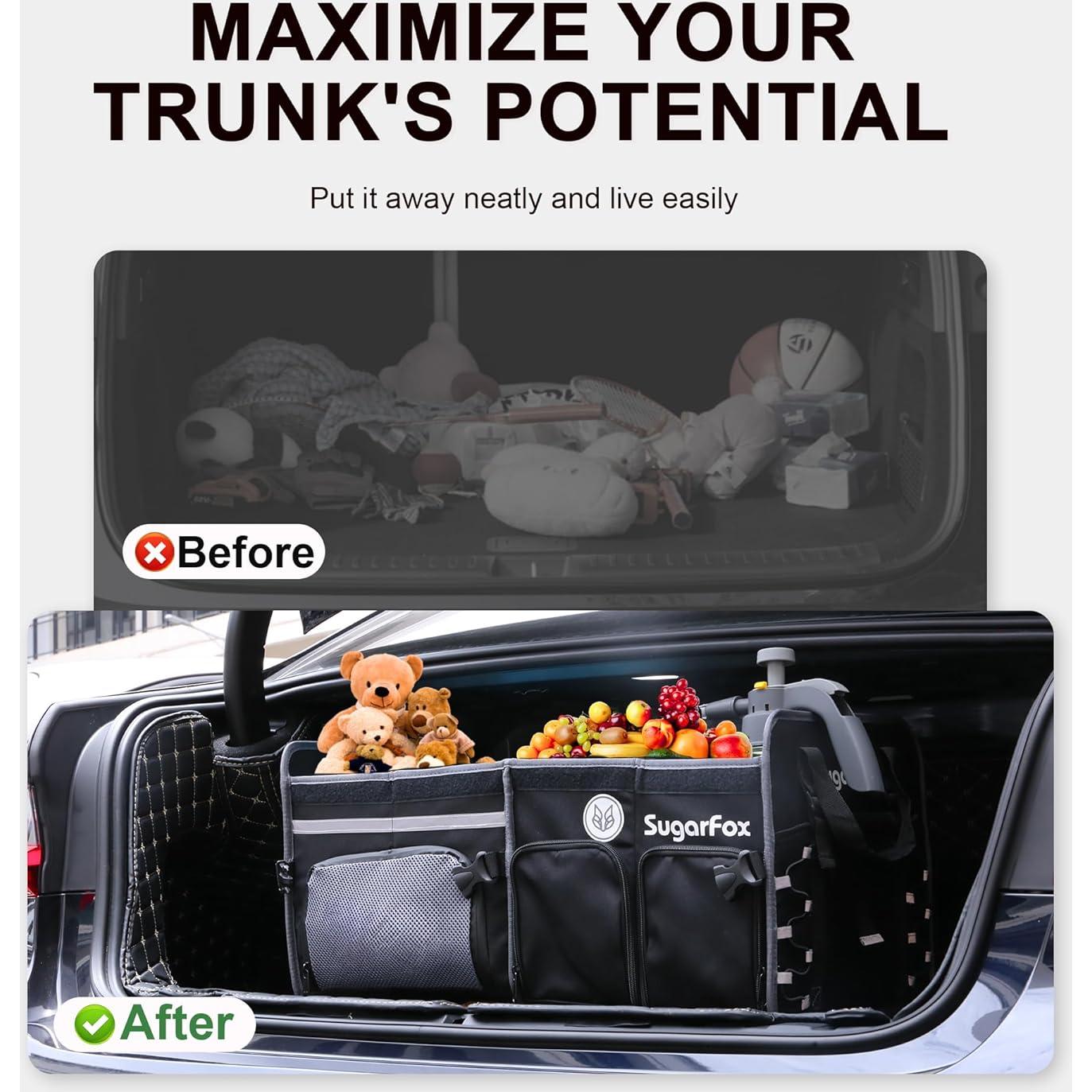 Organizador de Maletero SugarFox 63L Impermeable Plegable Negro