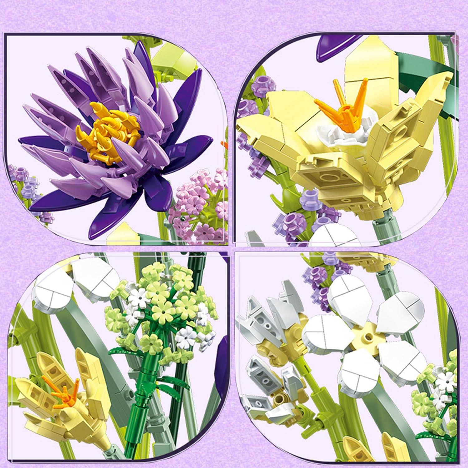 Juego de Construcción Ramo de Flores EMANNON 13 Piezas