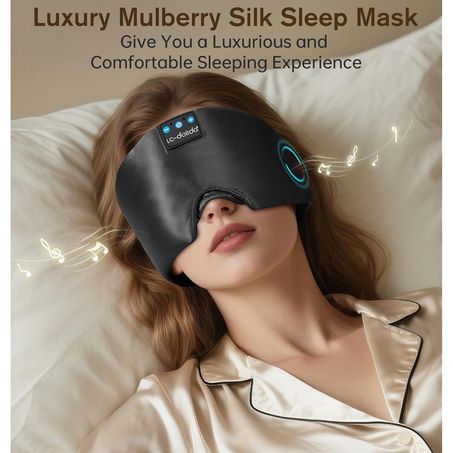 Máscara de Sueño de Seda LC-dolida con Bluetooth 5.4 - Negro