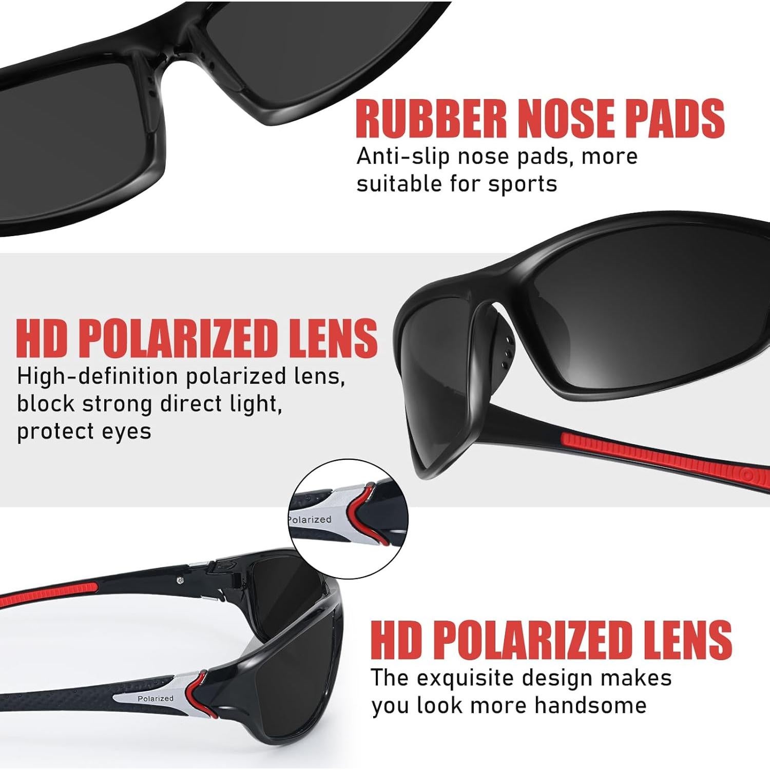 TOODOO 4 Pares Gafas de Sol Polarizadas UV para Hombres