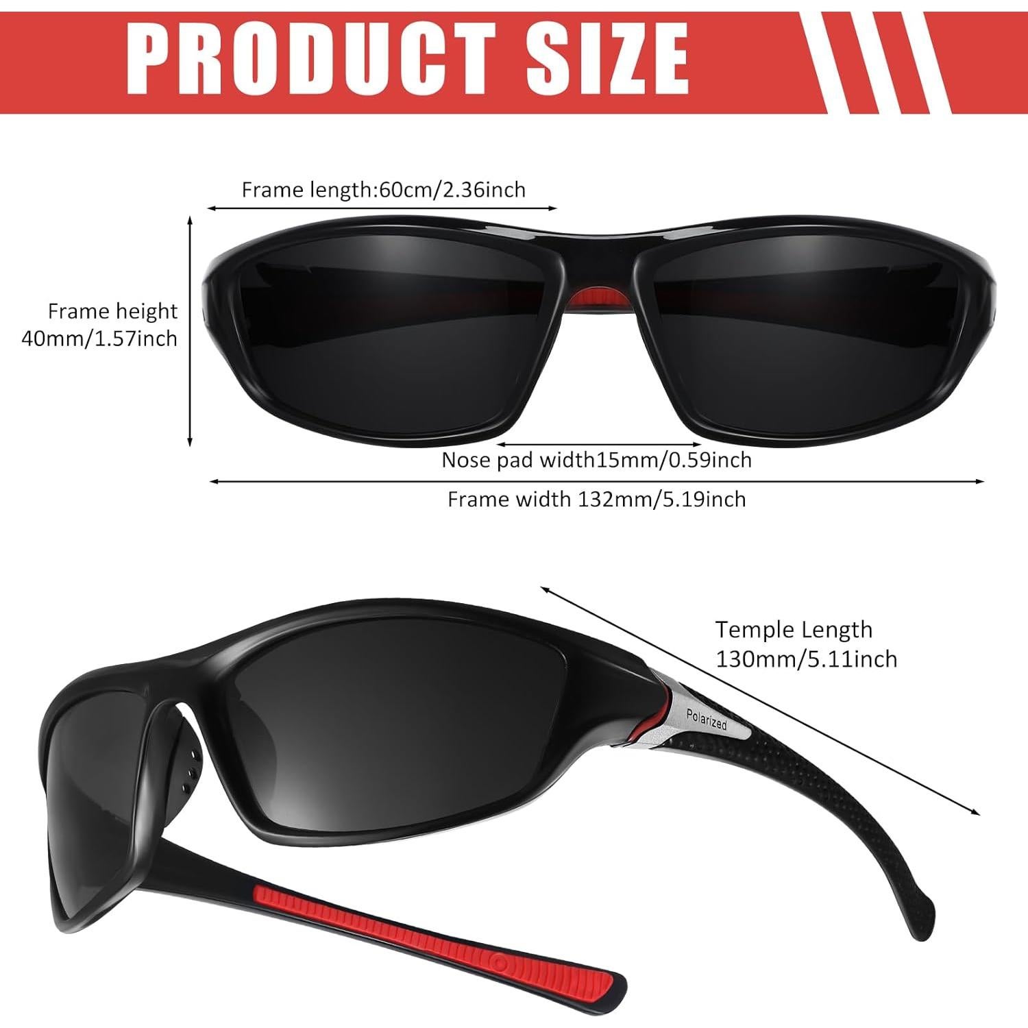 TOODOO 4 Pares Gafas de Sol Polarizadas UV para Hombres