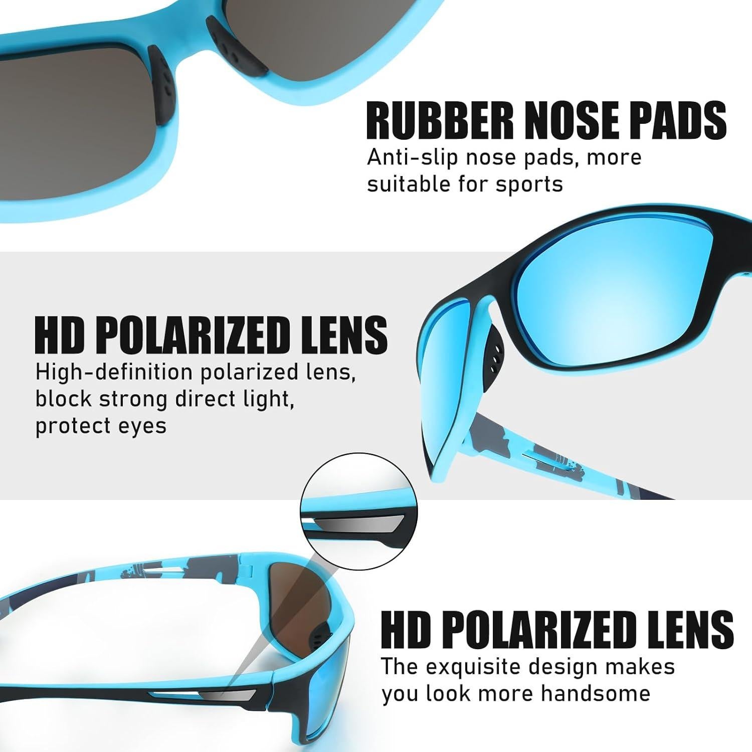 TOODOO 4 Pares de Gafas de Sol Polarizadas UV para Hombres