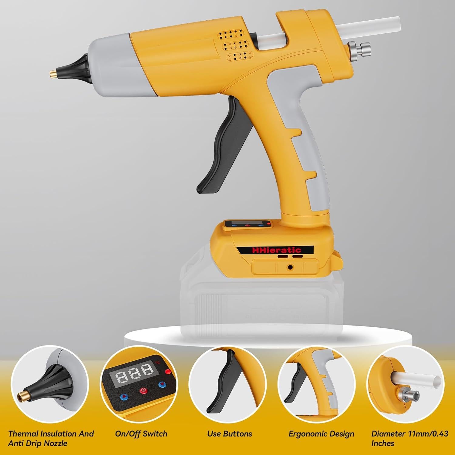 Pistola de Pegamento Caliente Inalámbrica HHieratic 20V