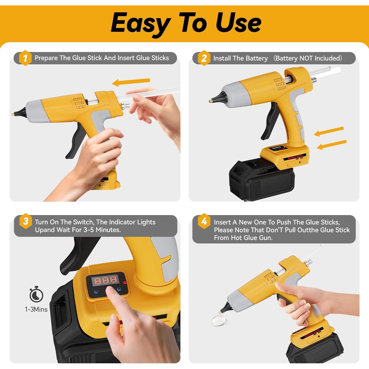 Pistola de Pegamento Caliente Inalámbrica HHieratic 20V