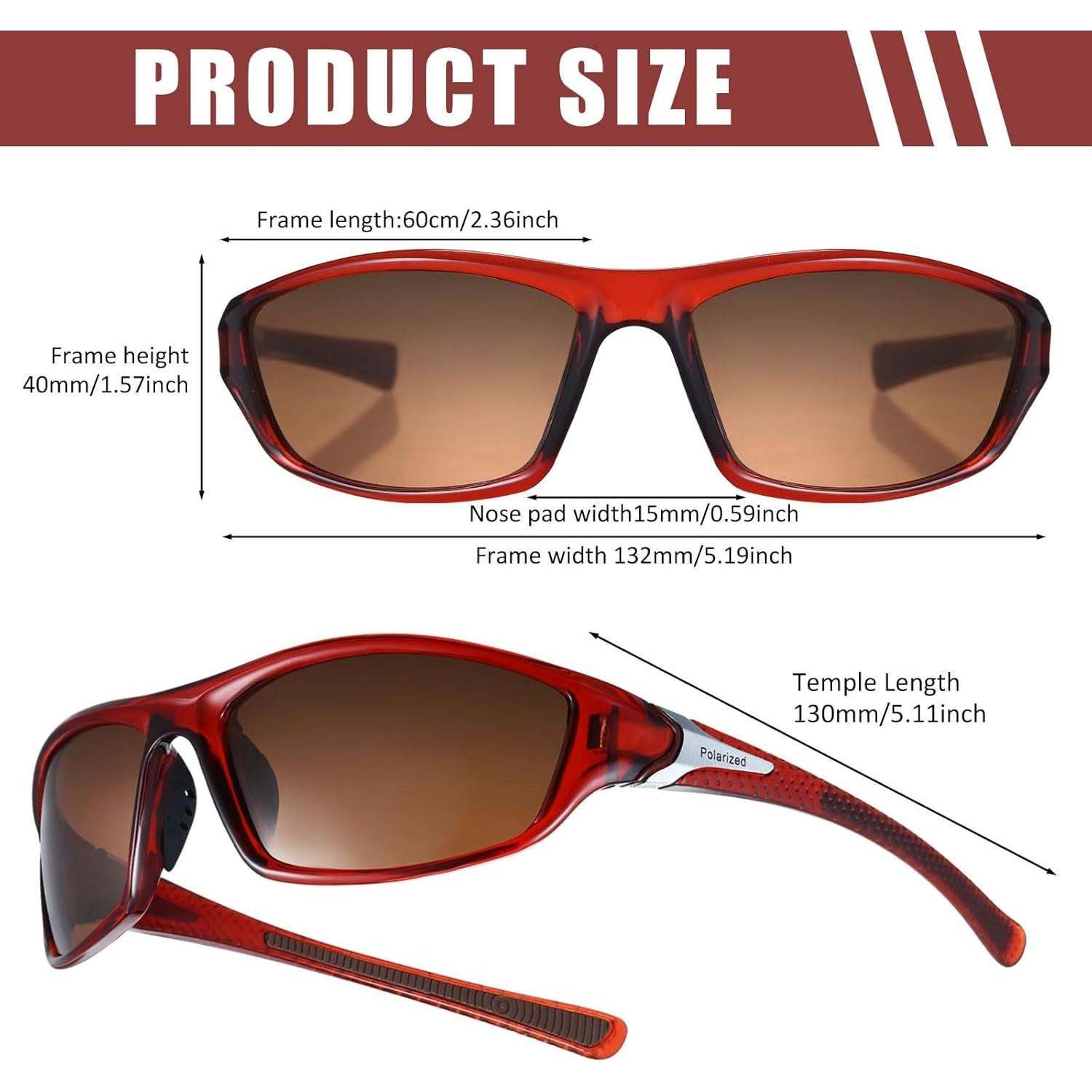 TOODOO 4 Pares Gafas de Sol Polarizadas UV para Hombres