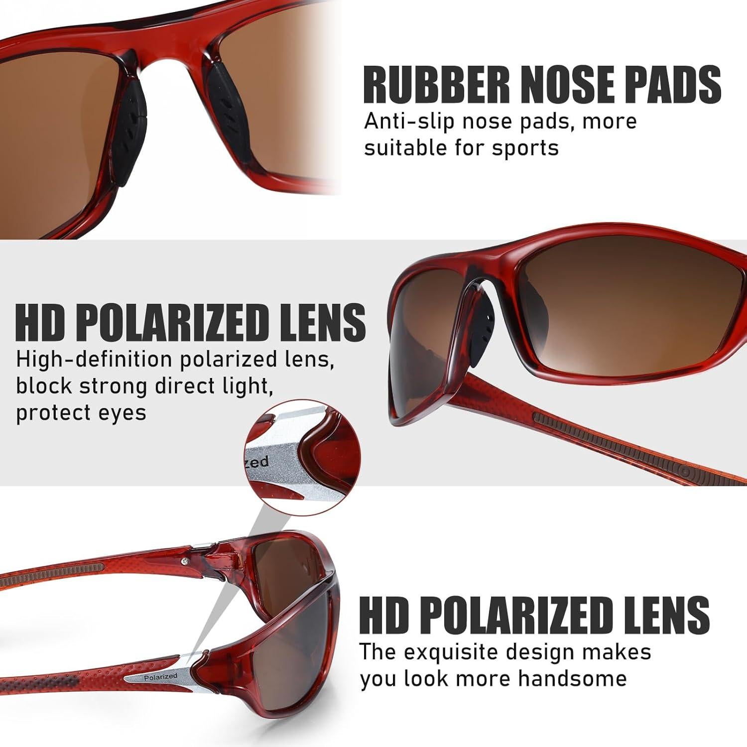 TOODOO 4 Pares Gafas de Sol Polarizadas UV para Hombres