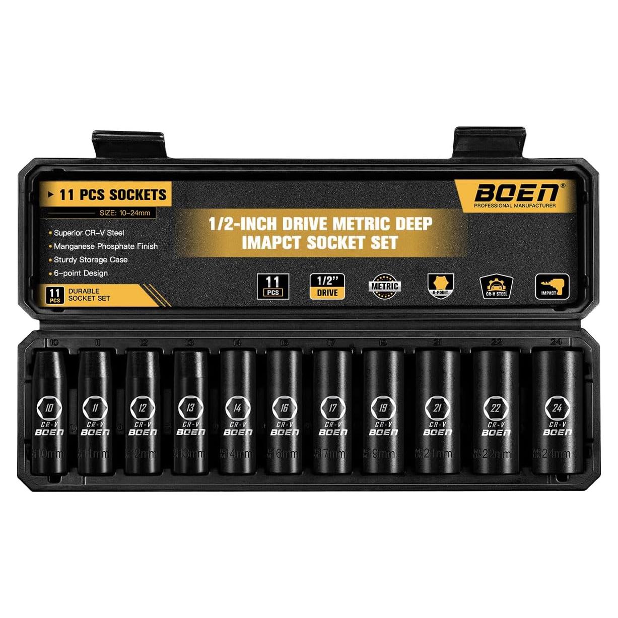 Juego de Enchufes de Impacto Profundo BOEN 11 Piezas 10-24mm