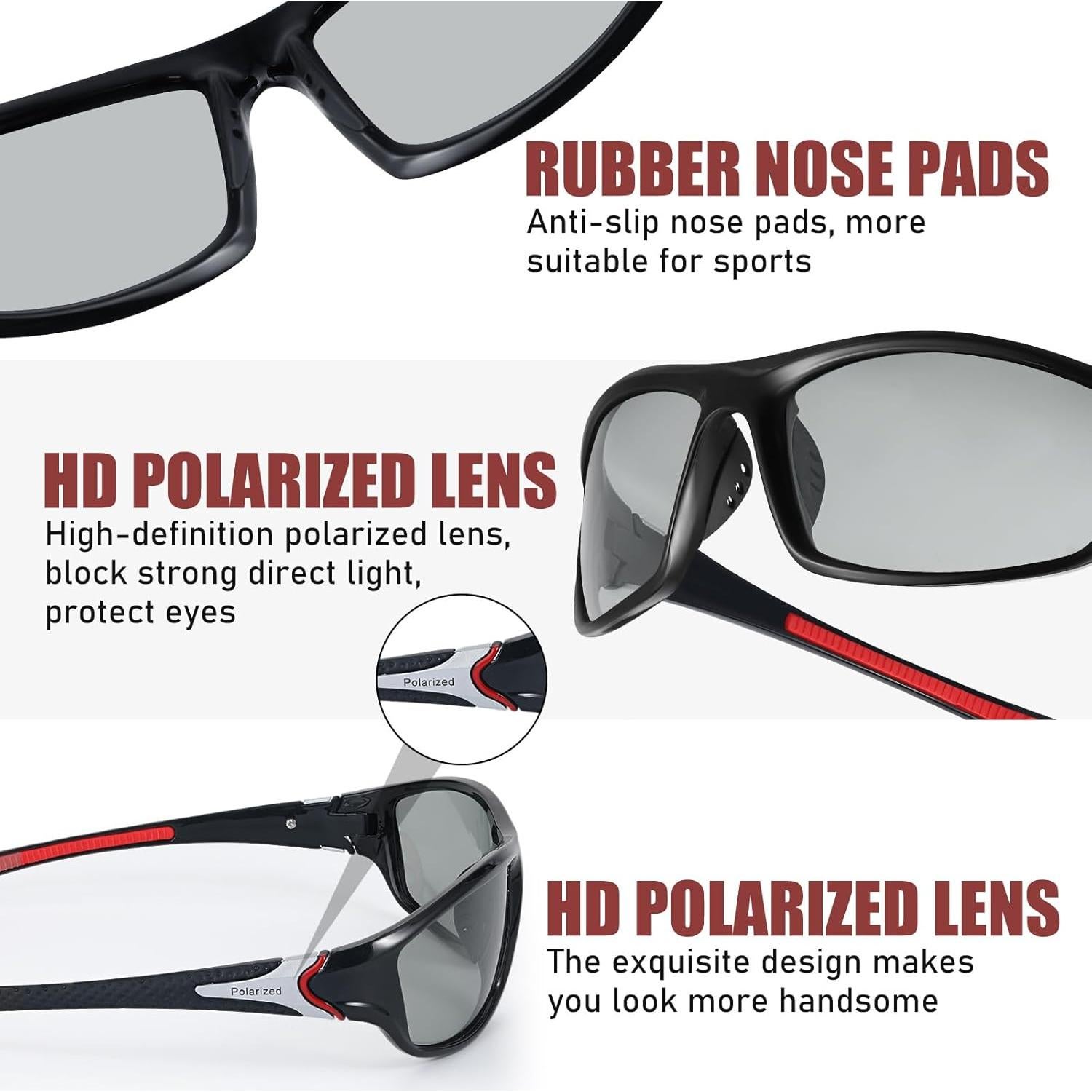 TOODOO 4 Pares de Gafas de Sol Polarizadas UV para Hombres