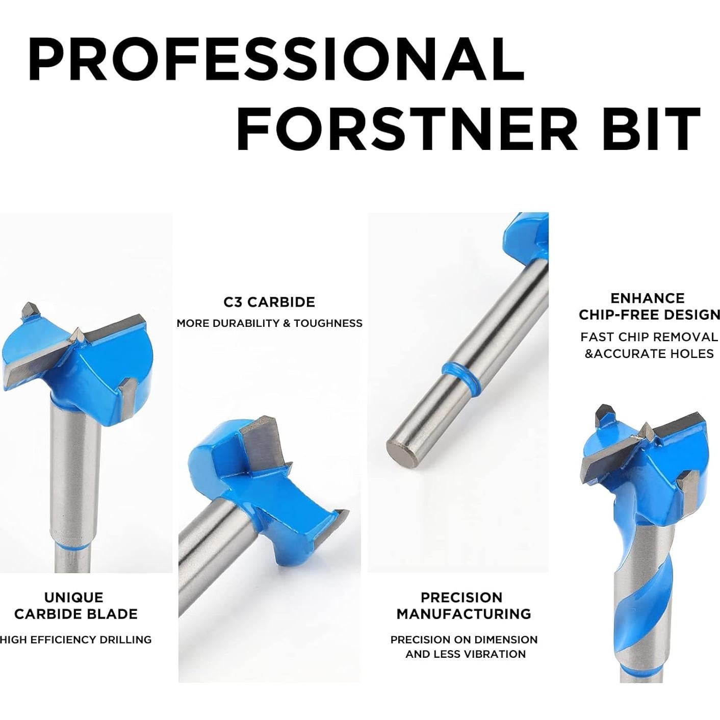 Juego de Brocas Forstner Kowood 8 Piezas Carburo 6.35-34.9mm