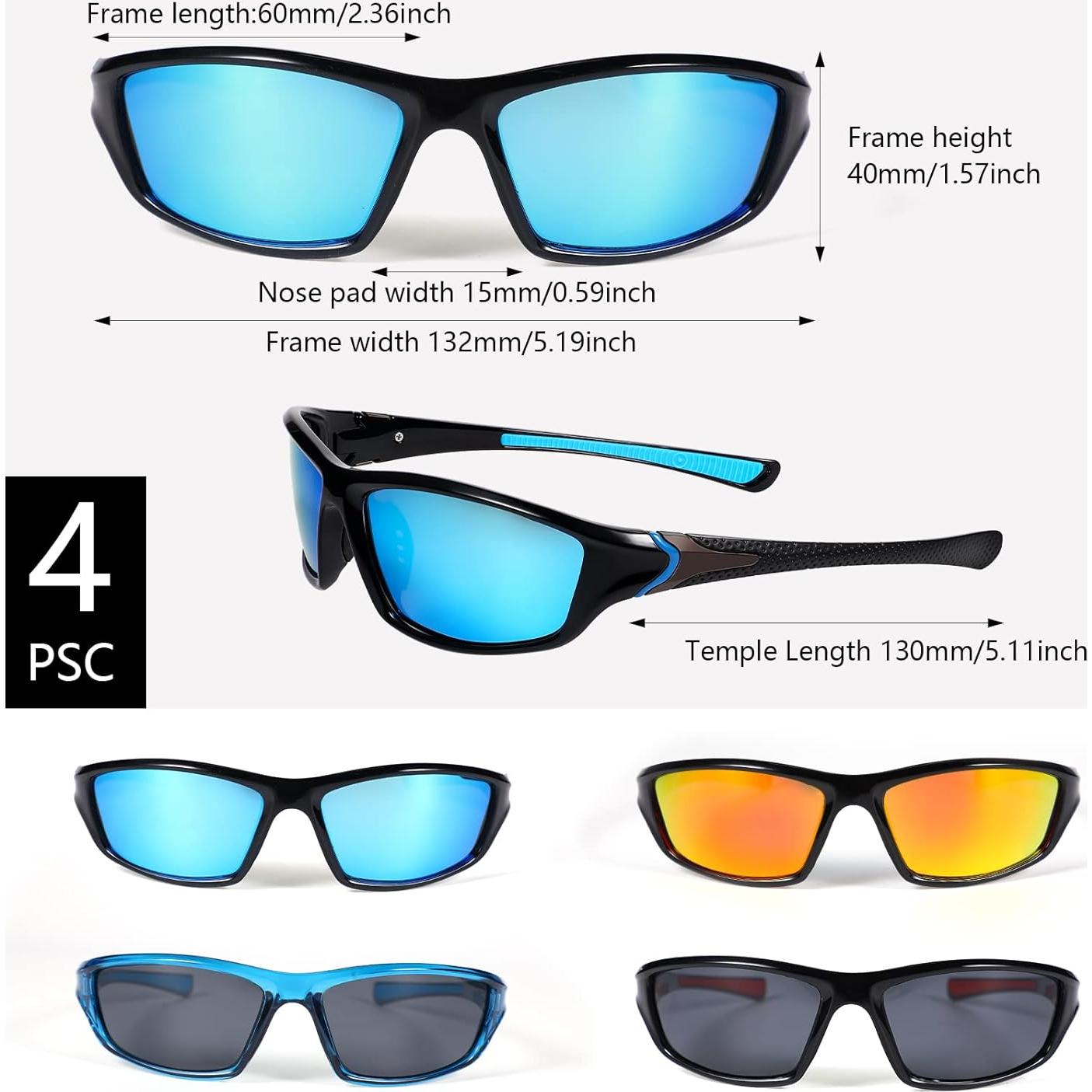 TOODOO 4 Pares de Gafas de Sol Polarizadas UV para Hombres