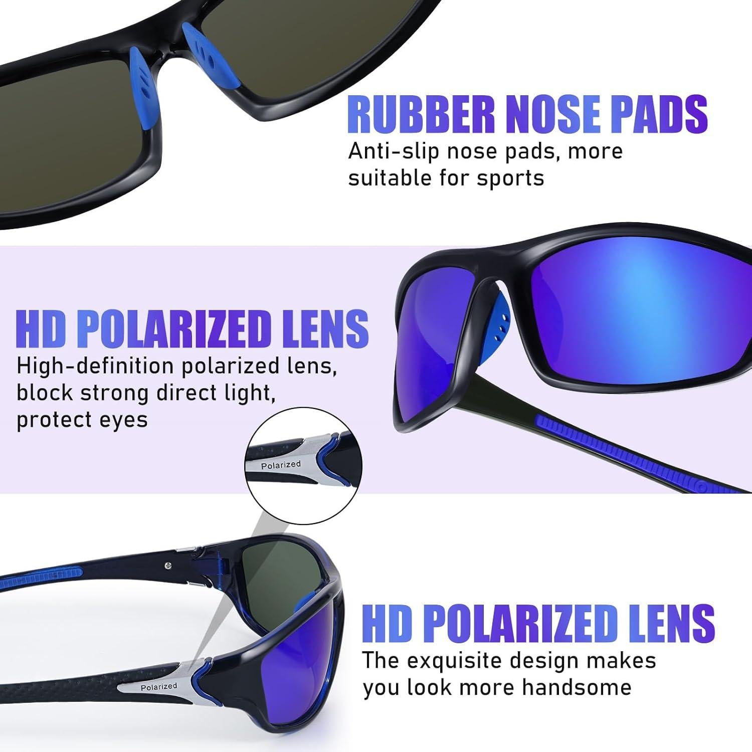 TOODOO 4 Pares Gafas de Sol Polarizadas UV para Hombres