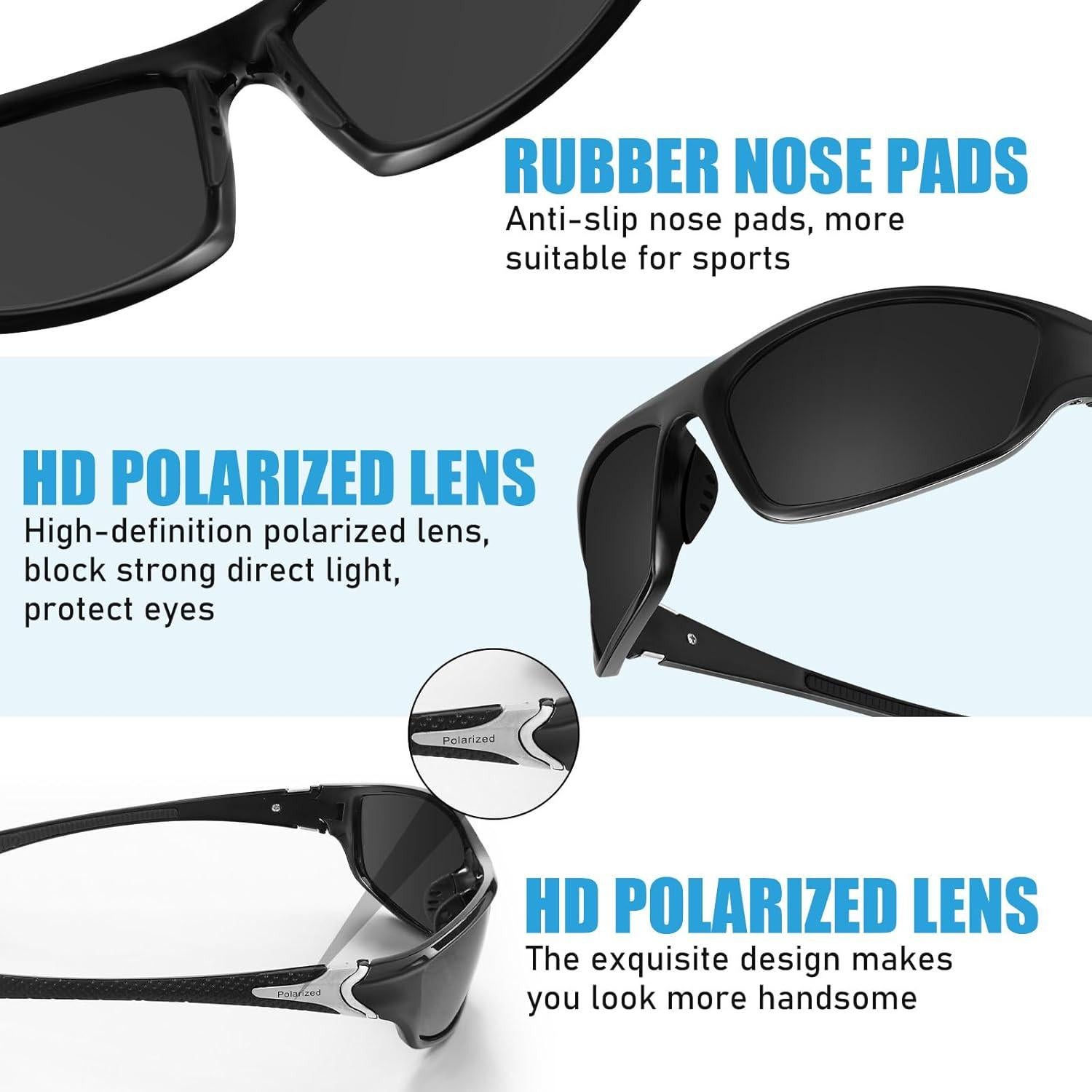 TOODOO 4 Pares Gafas de Sol Polarizadas UV para Hombres