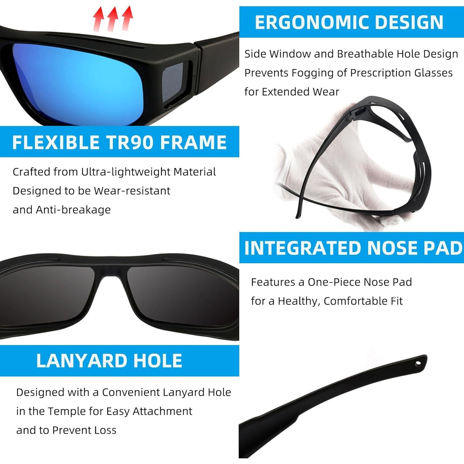 Gafas de sol JIANGTUN Fit Over UV400 Polarizadas Marco Negro