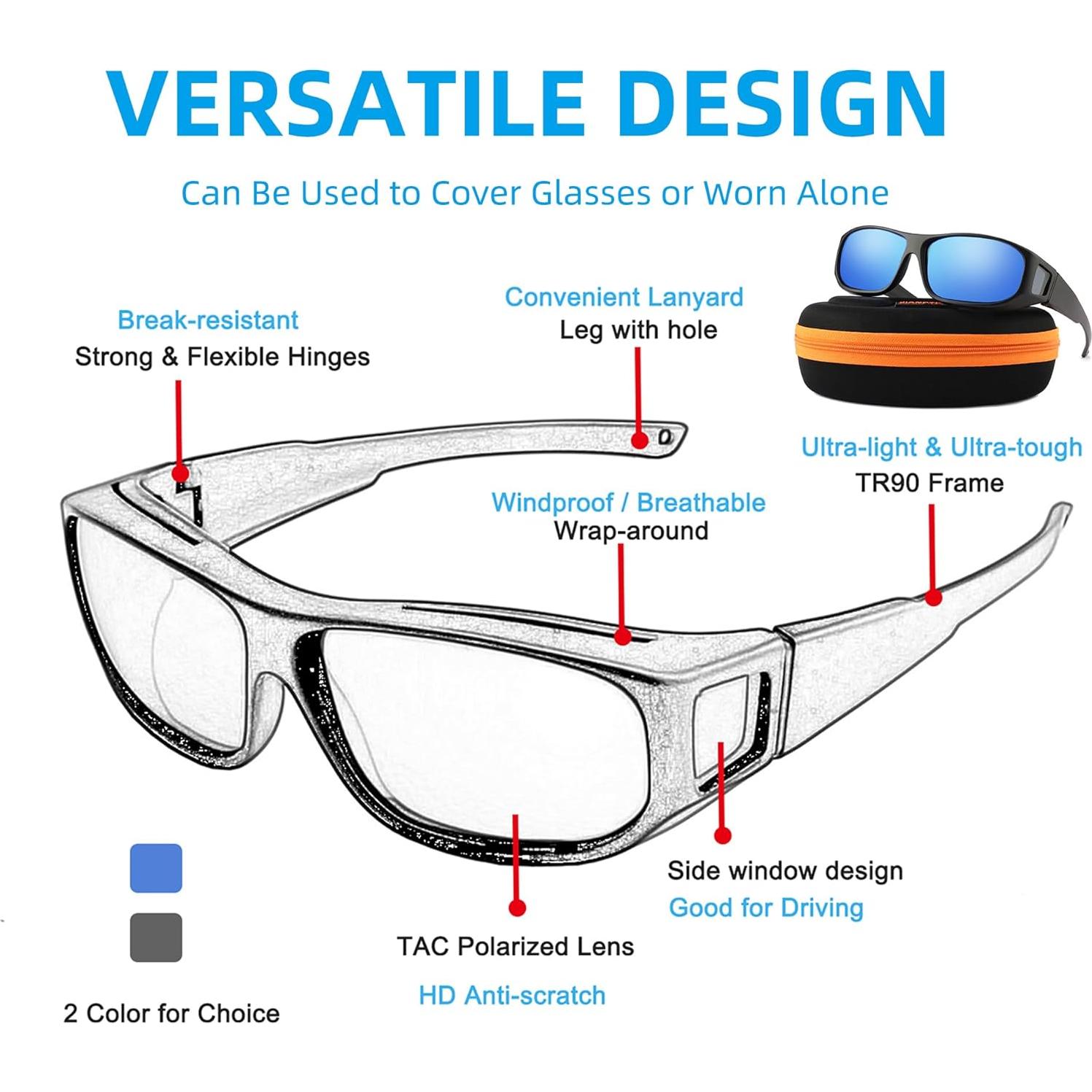 Gafas de sol JIANGTUN Fit Over UV400 Polarizadas Marco Negro