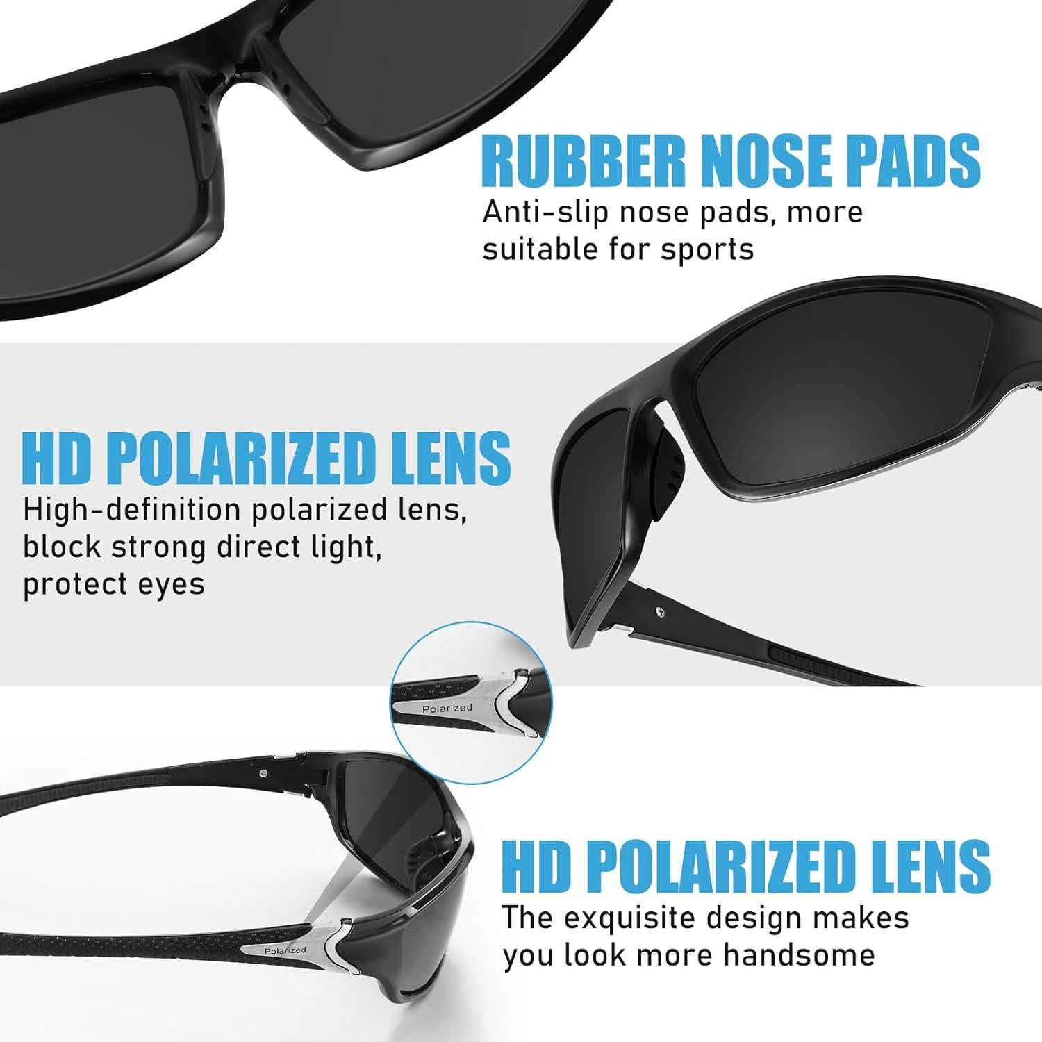 TOODOO 4 Pares Gafas de Sol Polarizadas UV para Hombres