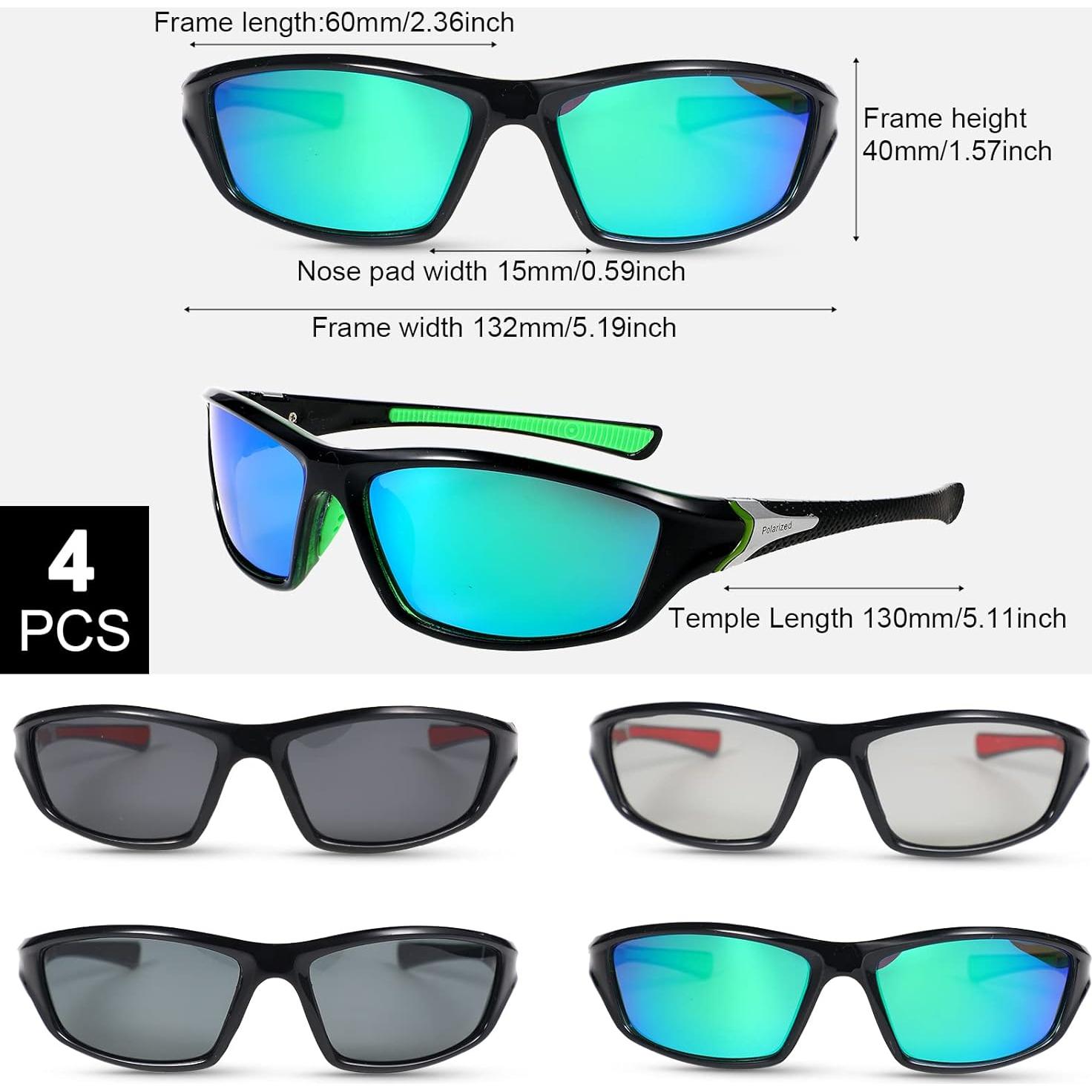 TOODOO 4 Pares Gafas de Sol Polarizadas UV para Hombres