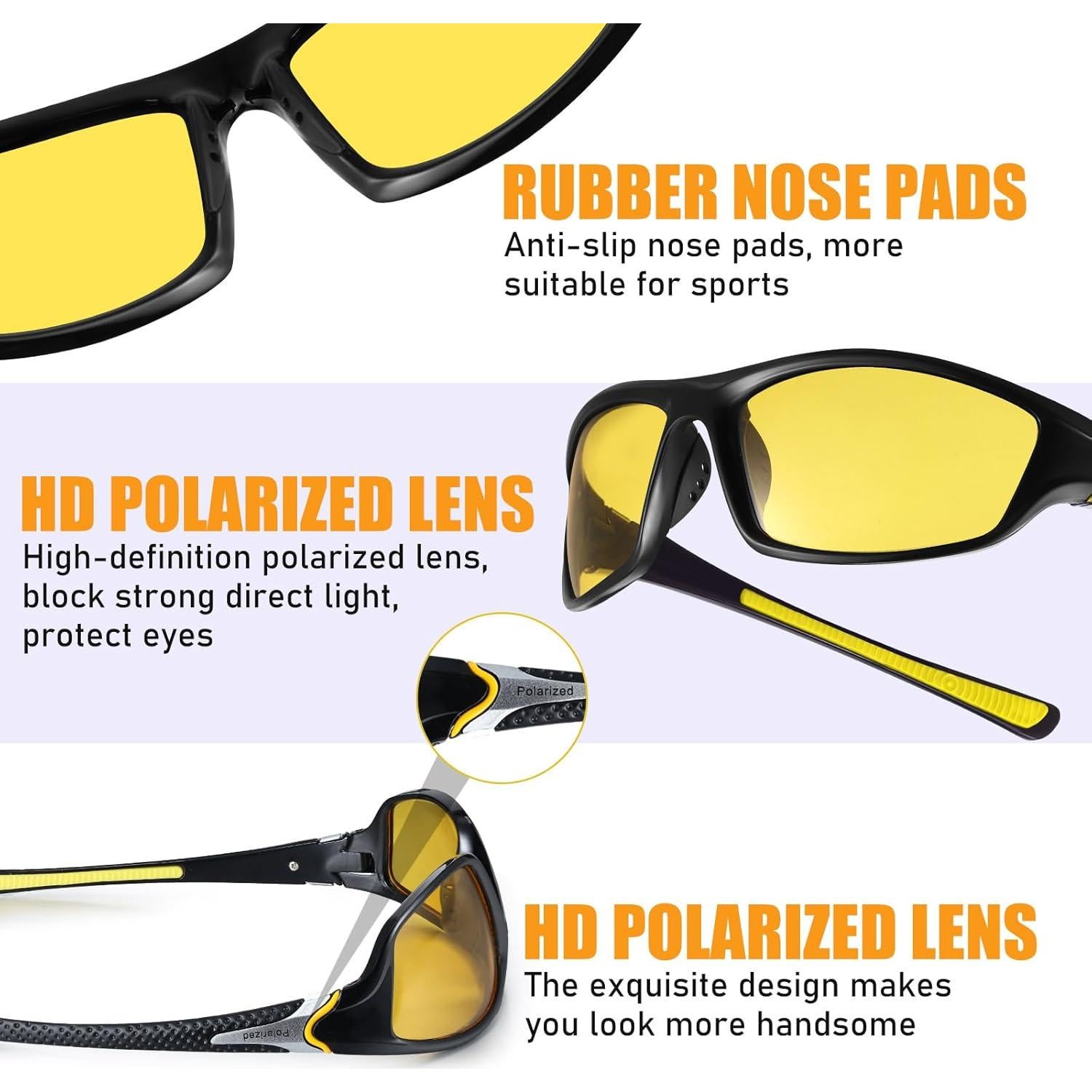 TOODOO 4 Pares Gafas de Sol Polarizadas UV para Hombres