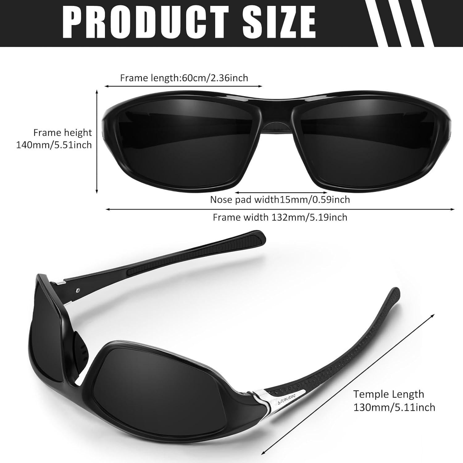 TOODOO 4 Pares Gafas de Sol Polarizadas UV para Hombres