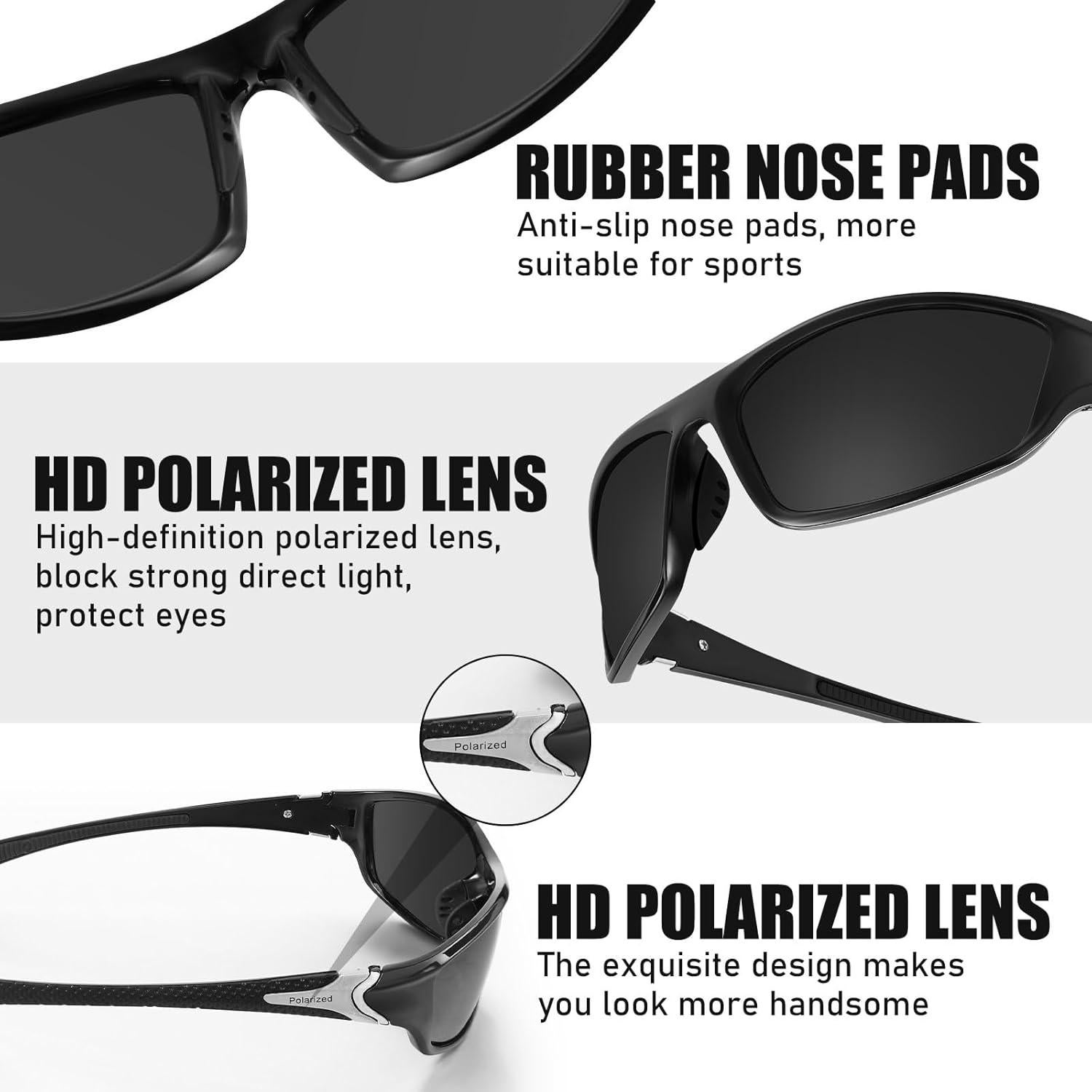 TOODOO 4 Pares Gafas de Sol Polarizadas UV para Hombres