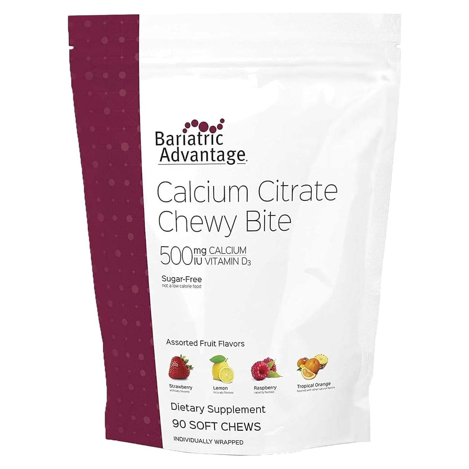 Bocados Masticables de Calcio Bariatric Advantage 500 mg - Frutas Variadas - 90 Unidades