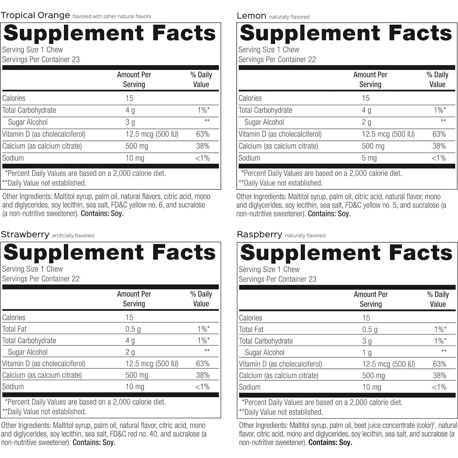 Bocados Masticables de Calcio Bariatric Advantage 500 mg - Frutas Variadas - 90 Unidades