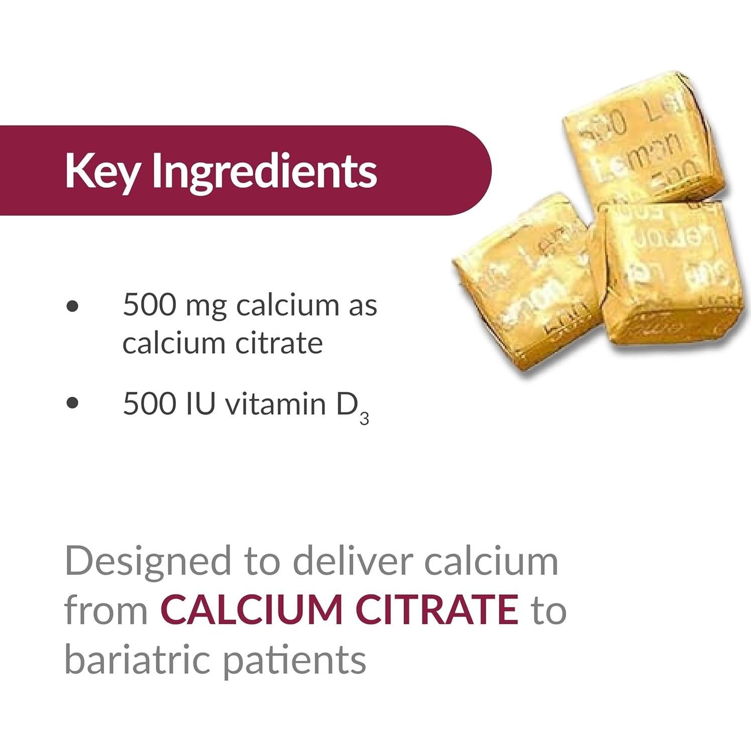 Bocados Masticables de Calcio Bariatric Advantage 500 mg - Frutas Variadas - 90 Unidades