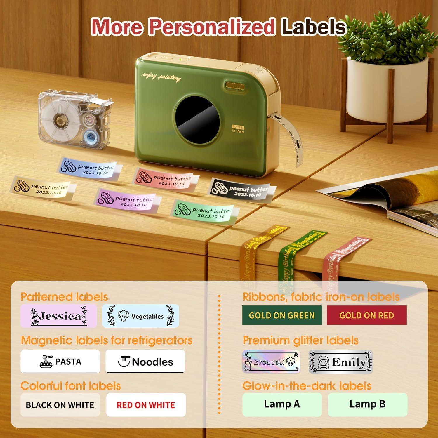 Phomemo Label Printer, A30 Label Maker Machine with Waterproof Labels, Mini Bluetooth Wireless Portable Small Label Maker, Mini Sticker Printer Rechargeable for Christmas Decorations, Cloth Name Tag