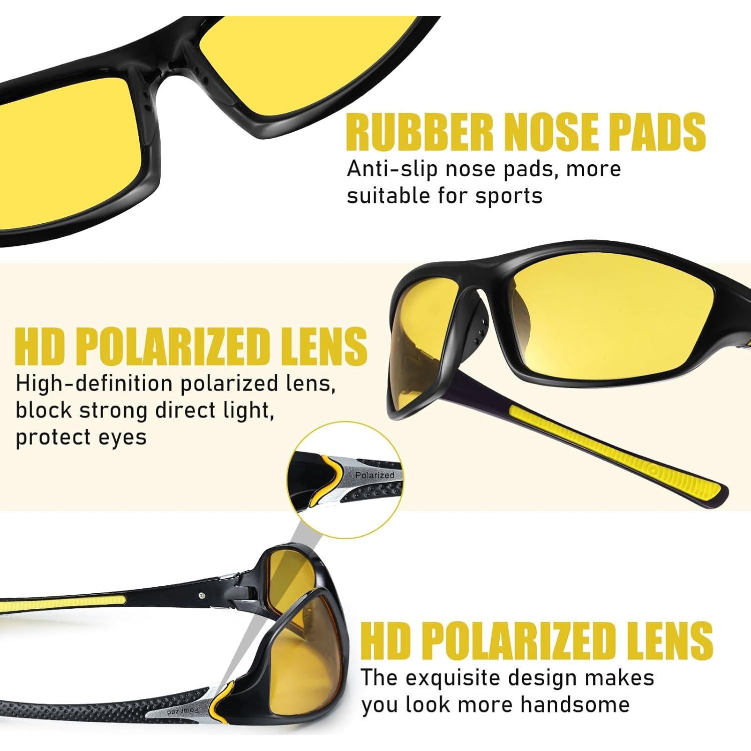 TOODOO 4 Pares Gafas de Sol Polarizadas UV para Hombres