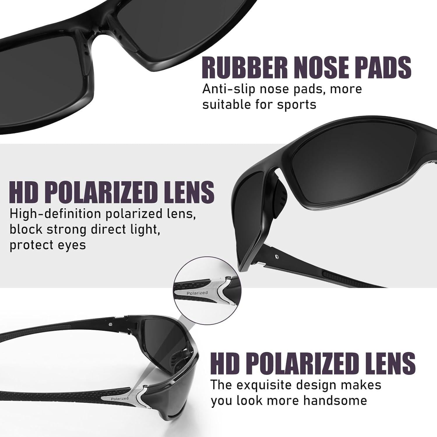 TOODOO 4 Pares Gafas de Sol Polarizadas UV para Hombres