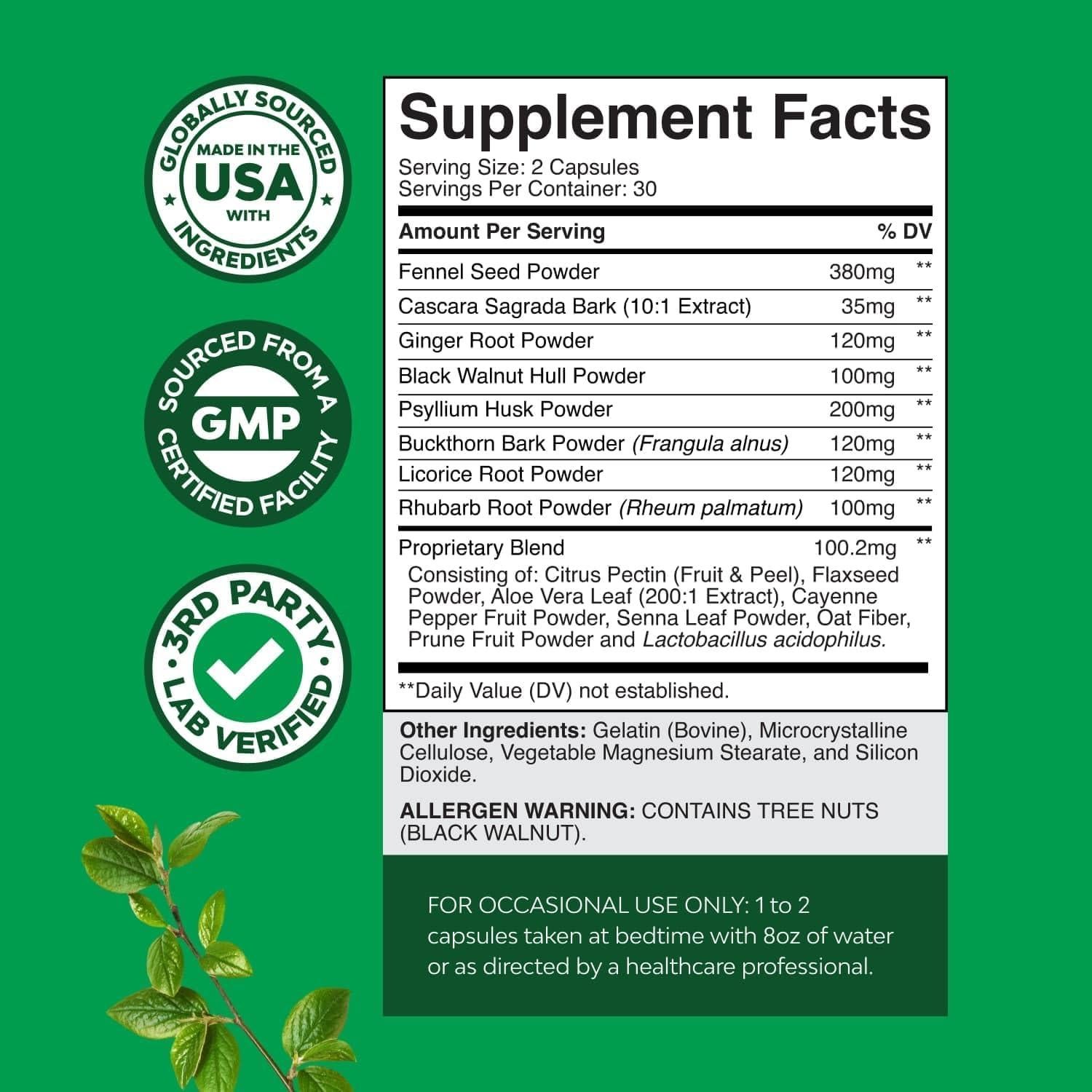 Limpiador de Colon Natures Craft 60 Cápsulas Probioticas Detox