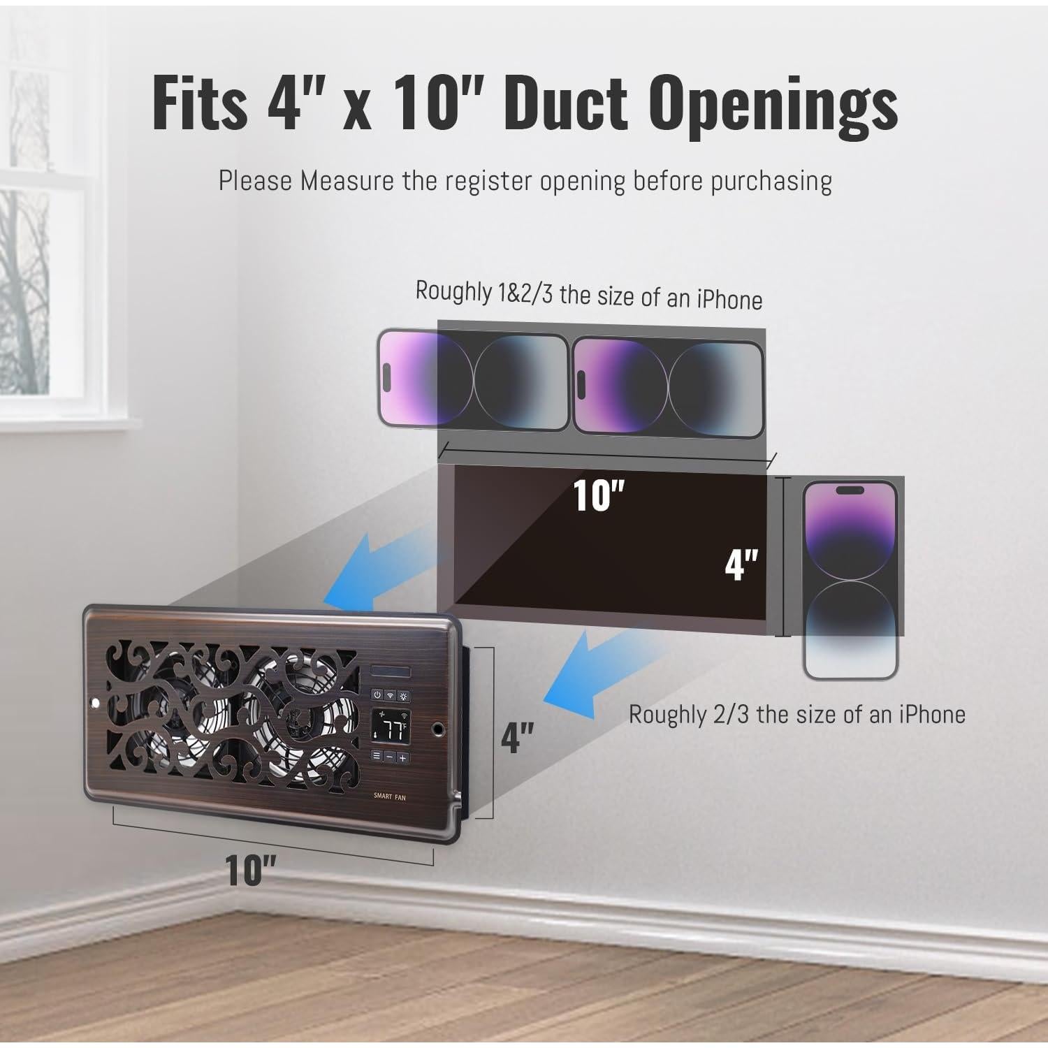 Ventilador Aumentador de Registro SANYCASA Charleston 10 Velocidades