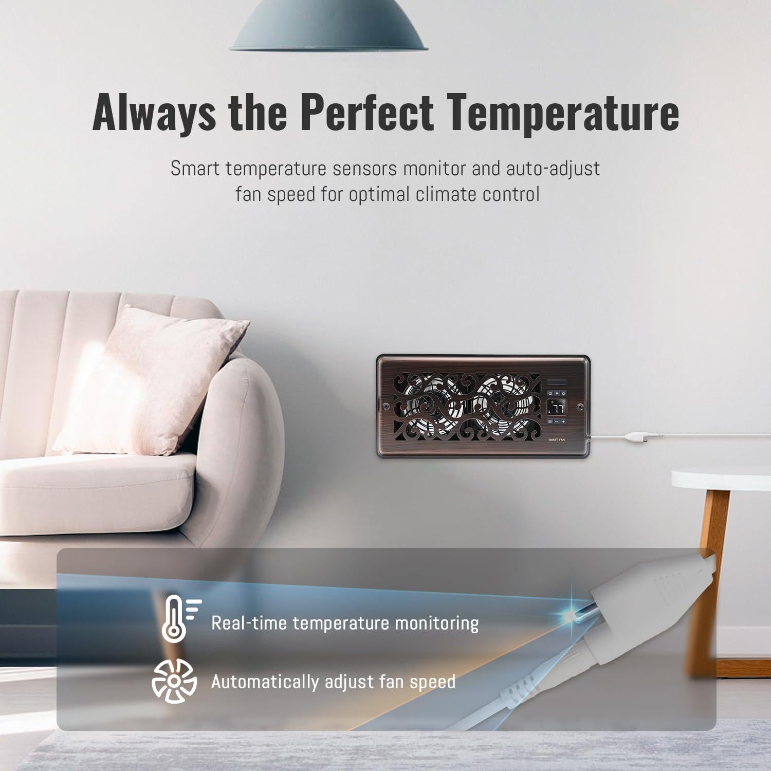 Ventilador Aumentador de Registro SANYCASA Charleston 10 Velocidades