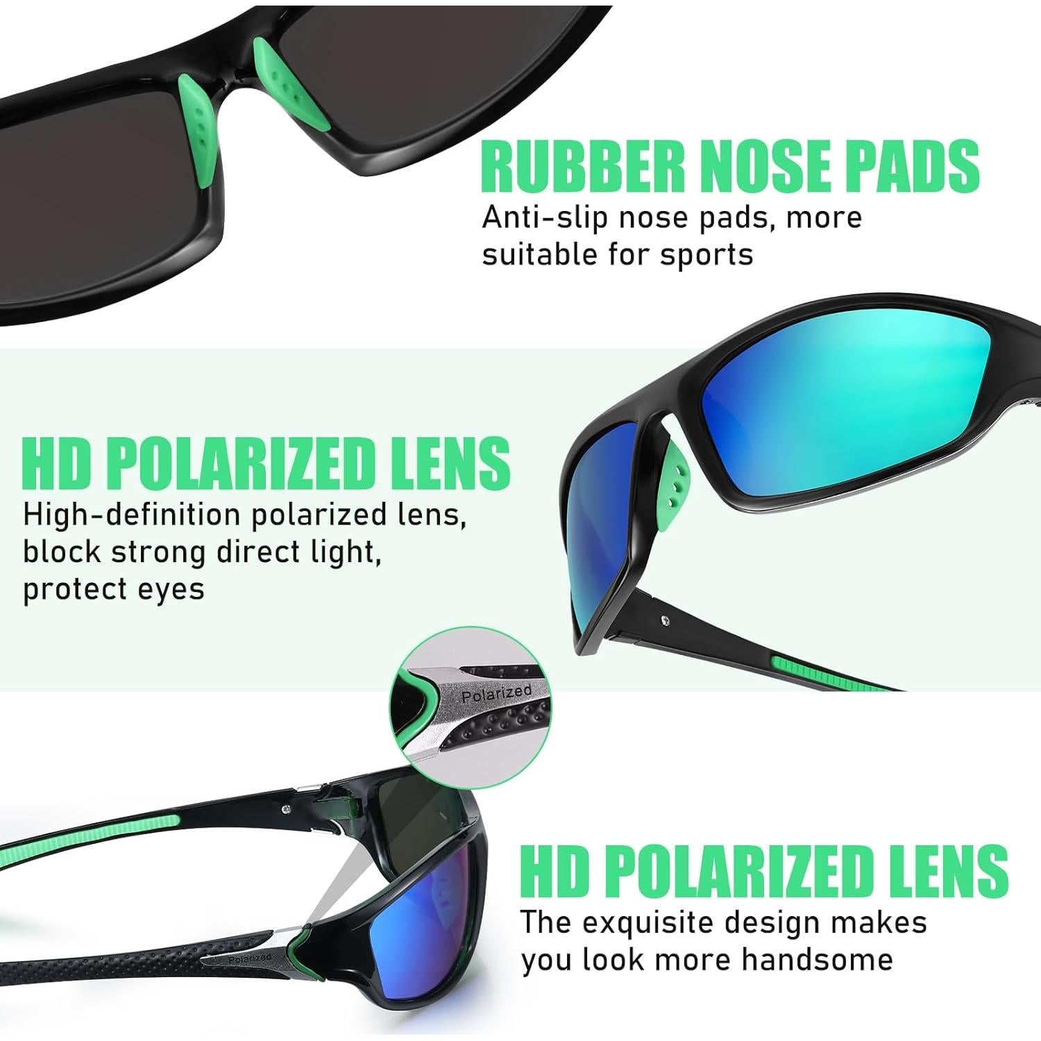 TOODOO 4 Pares de Gafas de Sol Polarizadas UV para Hombres