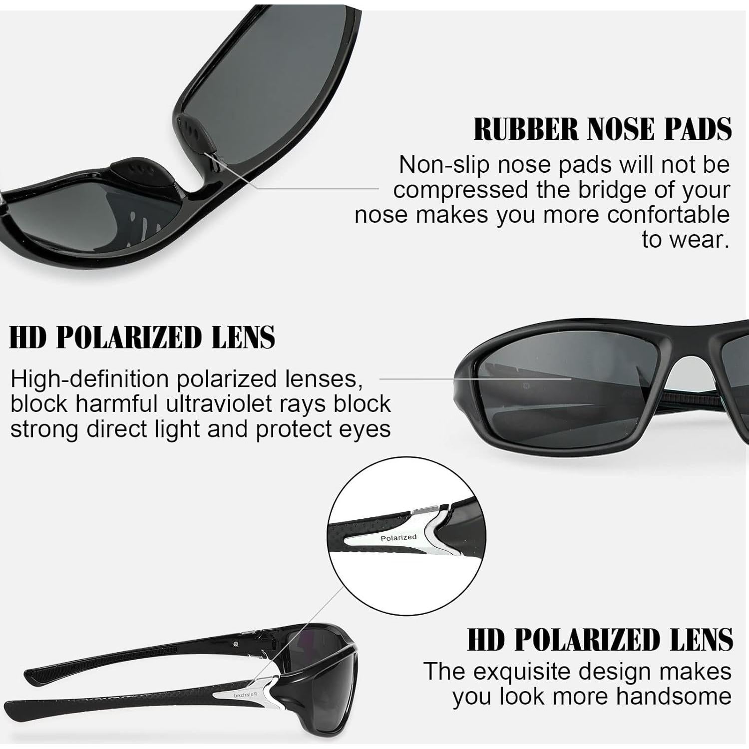 TOODOO 4 Pares Gafas de Sol Polarizadas UV para Hombres