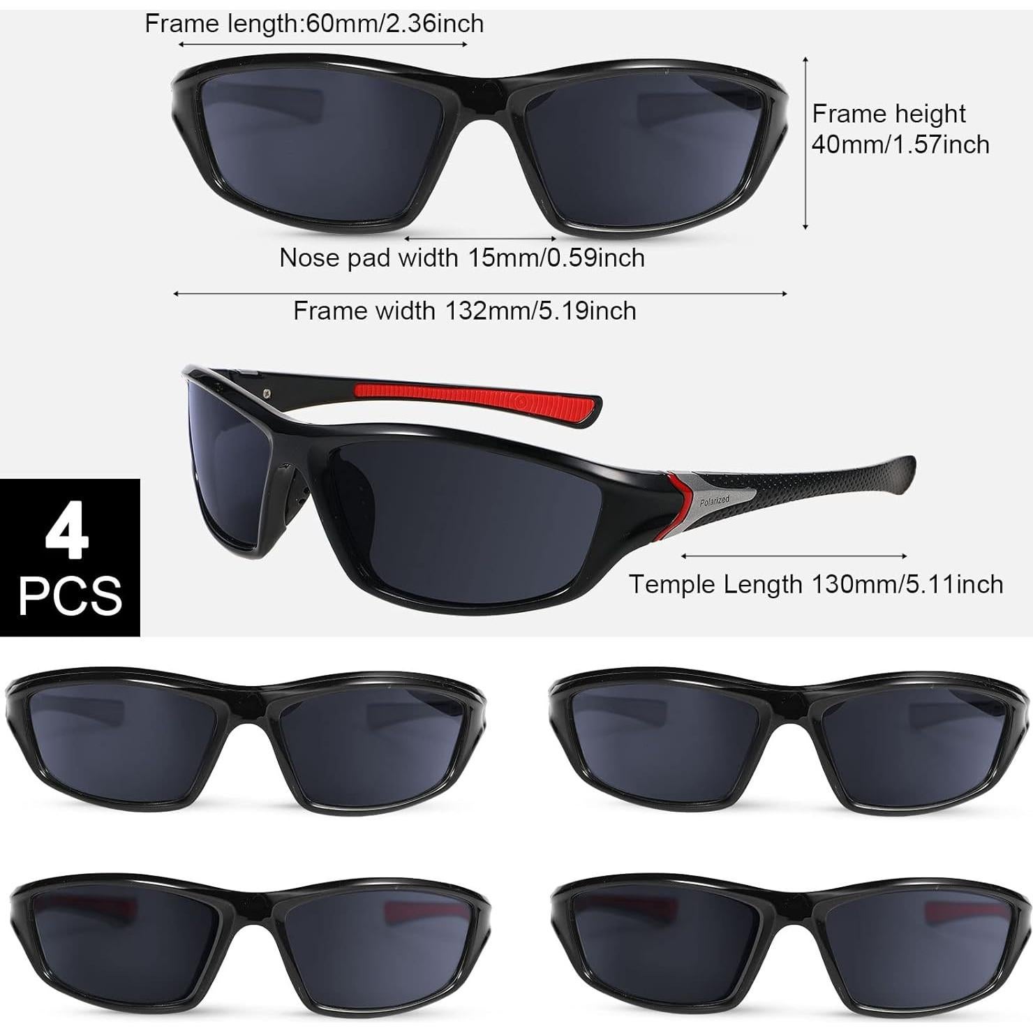 TOODOO 4 Pares Gafas de Sol Polarizadas UV para Hombres