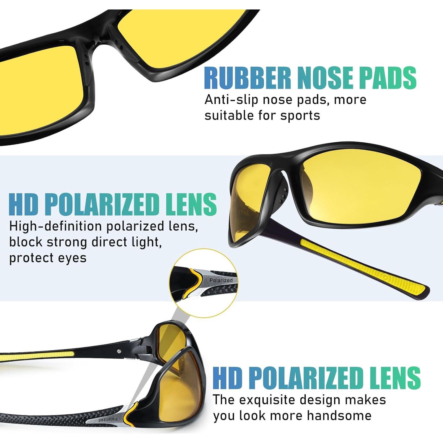 TOODOO 4 Pares Gafas de Sol Polarizadas UV para Hombres