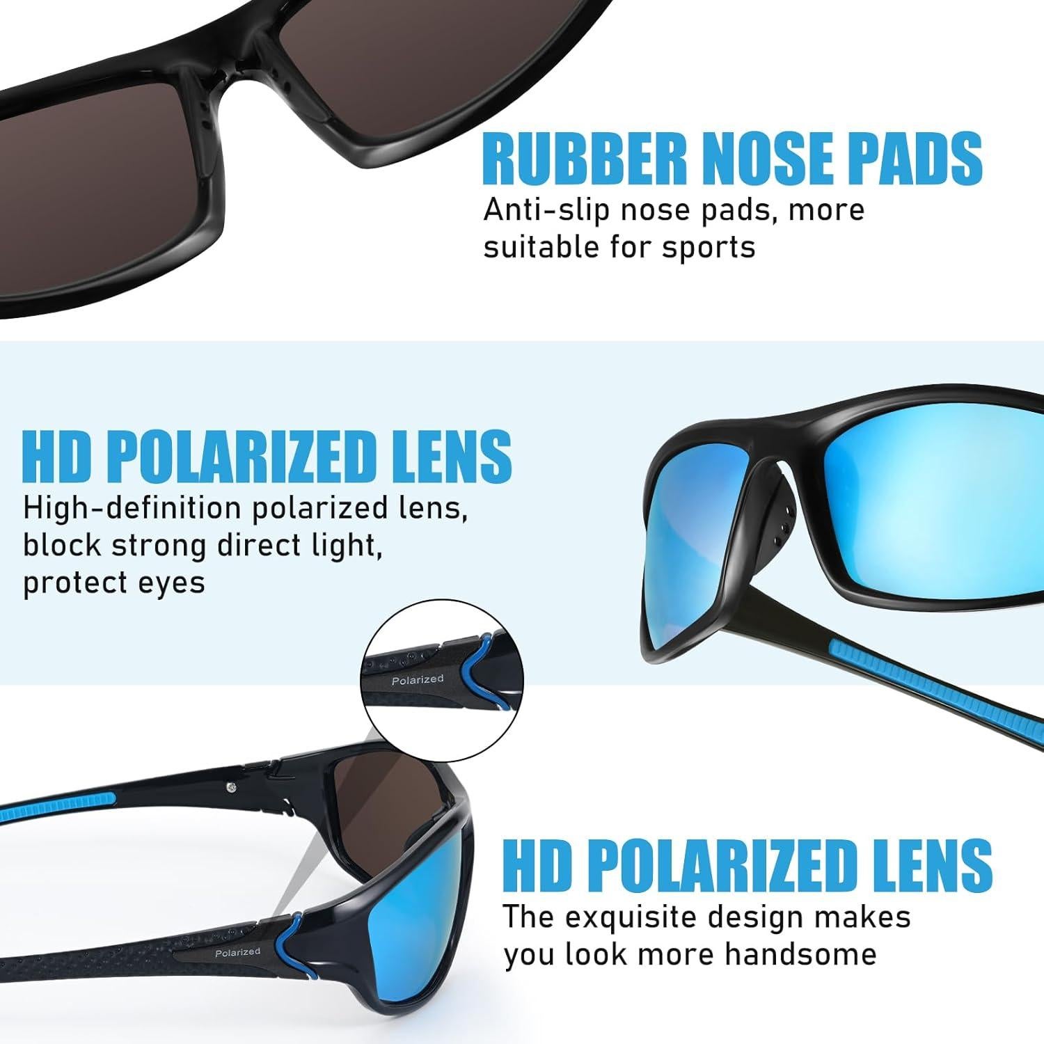 TOODOO 4 Pares Gafas de Sol Polarizadas UV para Hombres