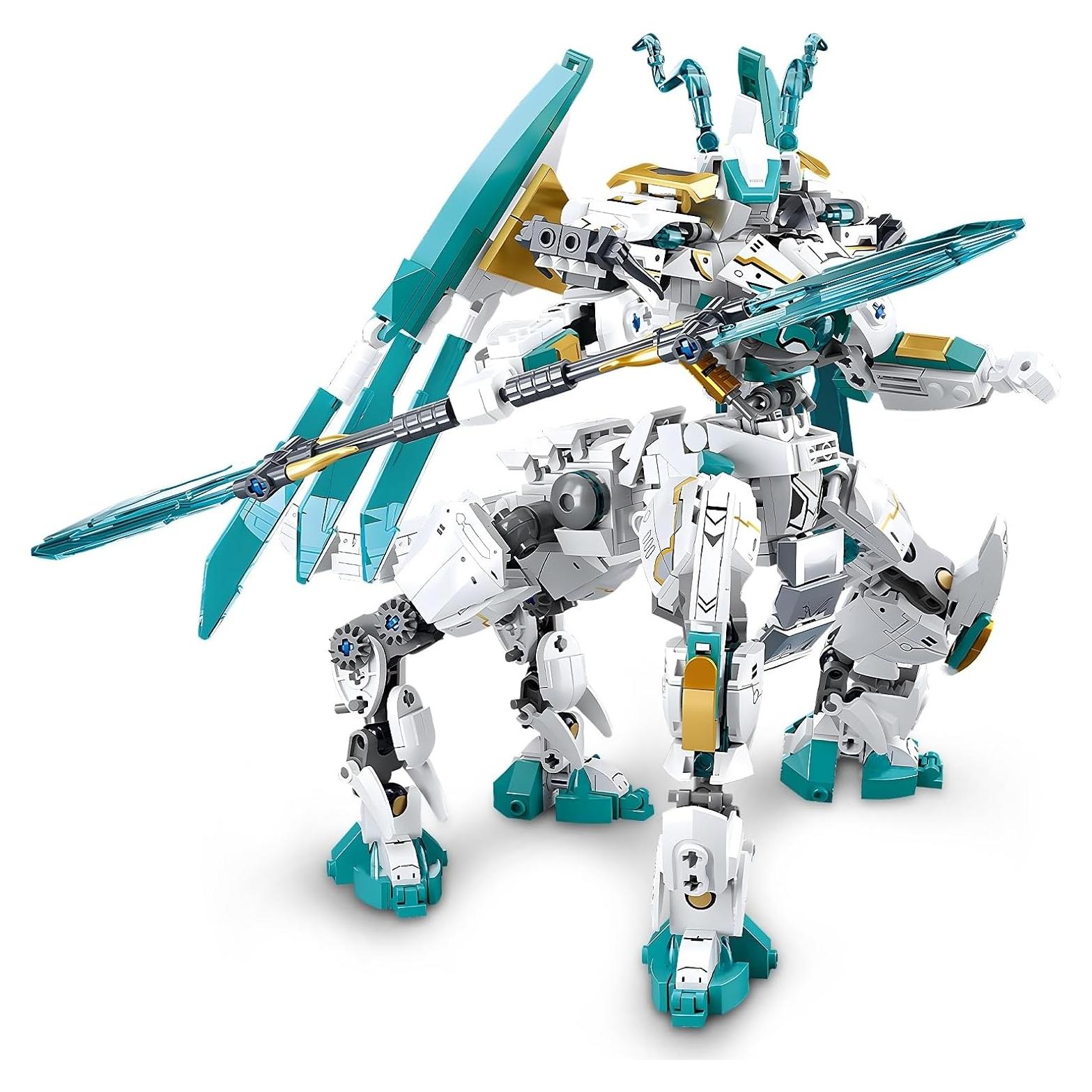 Juego de Bloques Mech Dragón Blanco 2 en 1 731 Piezas