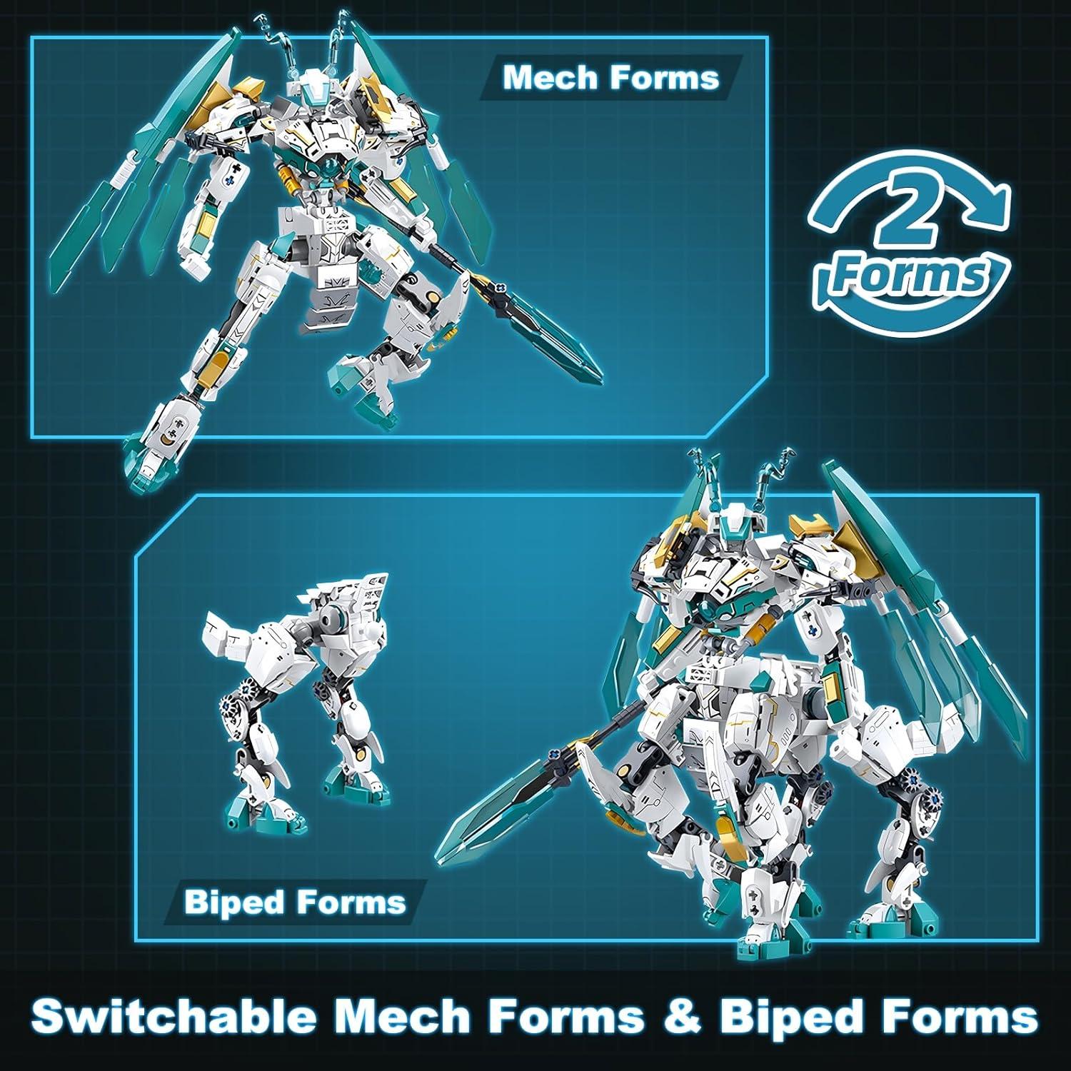 Juego de Bloques Mech Dragón Blanco 2 en 1 731 Piezas