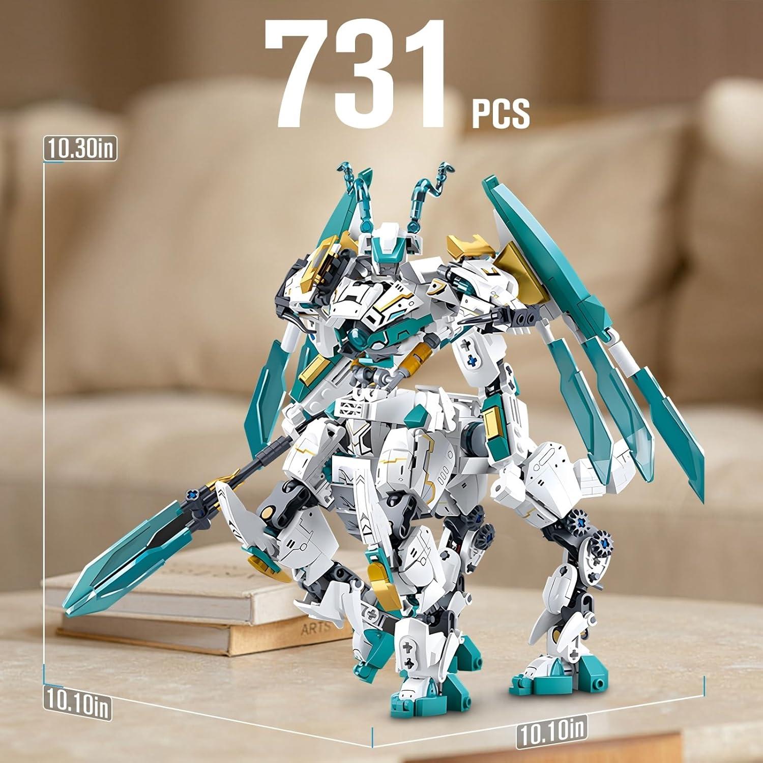Juego de Bloques Mech Dragón Blanco 2 en 1 731 Piezas