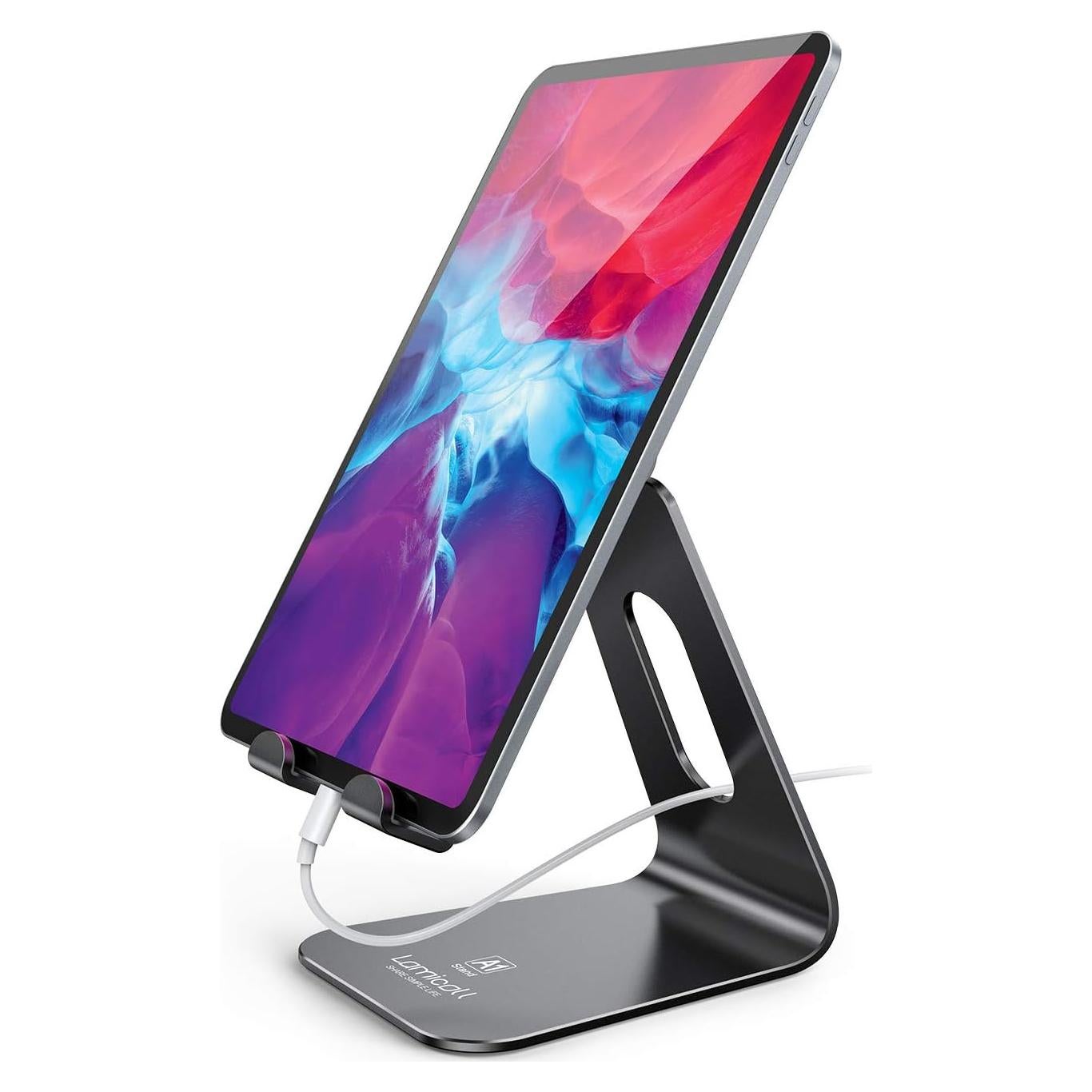 Lamicall Tablet Stand, Tablet Holder for Desk - Multi-Angle Adjustable Tablet Desktop Dock Cradle, Compatible with iPad Pro 11, 12.9, Air, Mini, Fire HD, Galaxy Tab, and Other 4-13" Tablets, Black