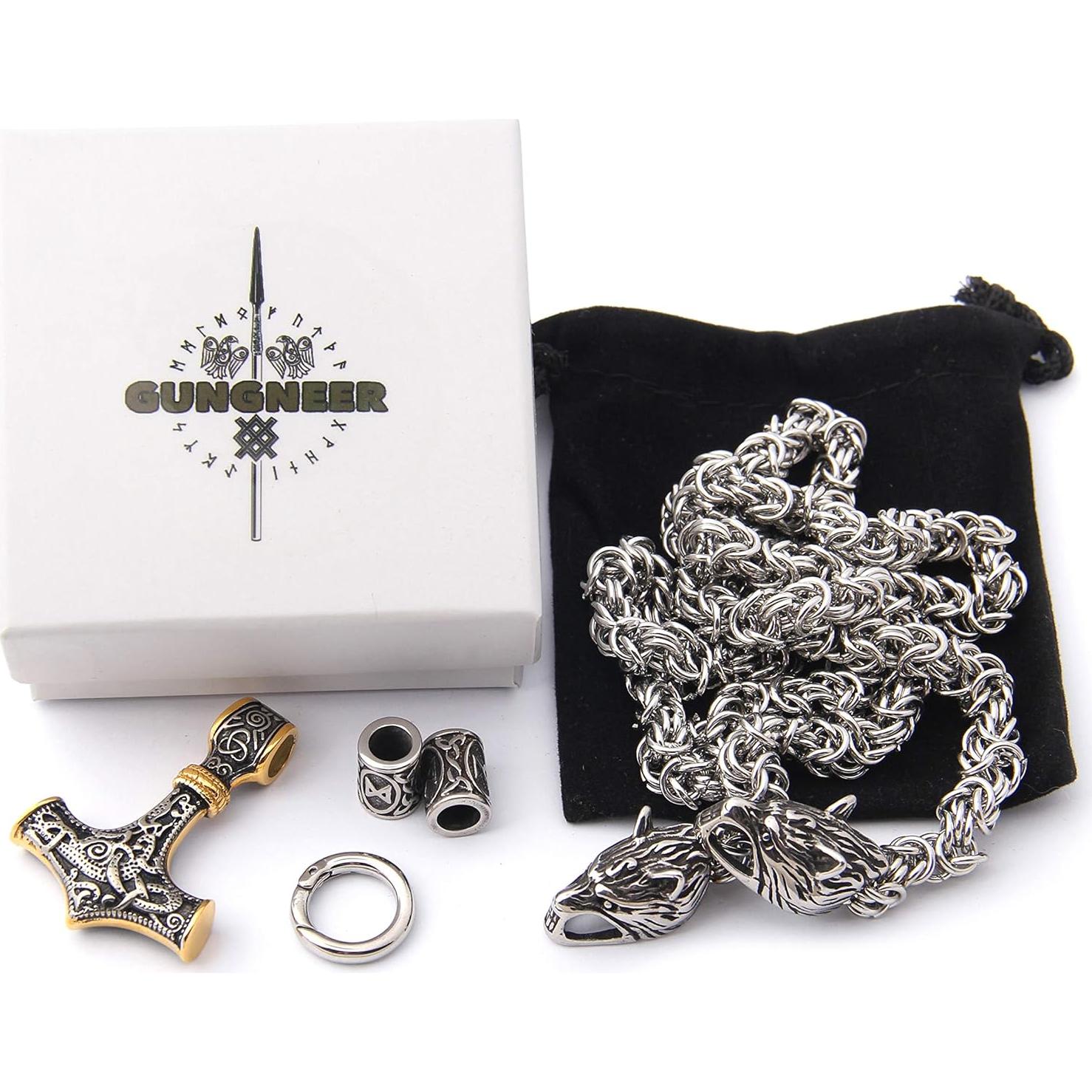 Collar de acero inoxidable GUNGNEER con colgante de gato celta